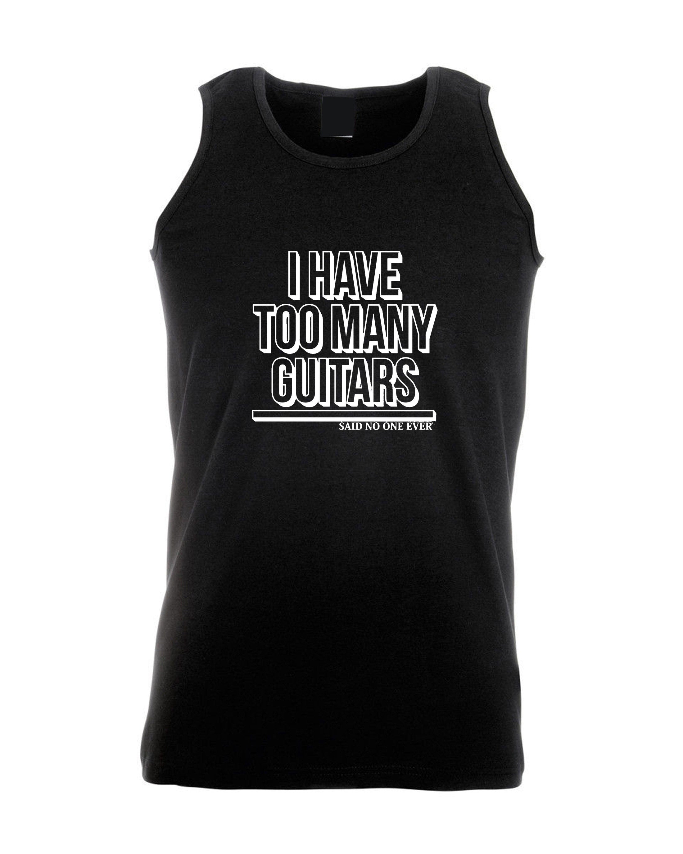 Mens i have too many guitars said no one ever vest vests top tank gym workout guitar rock music guitar lover musician funny christmas gift