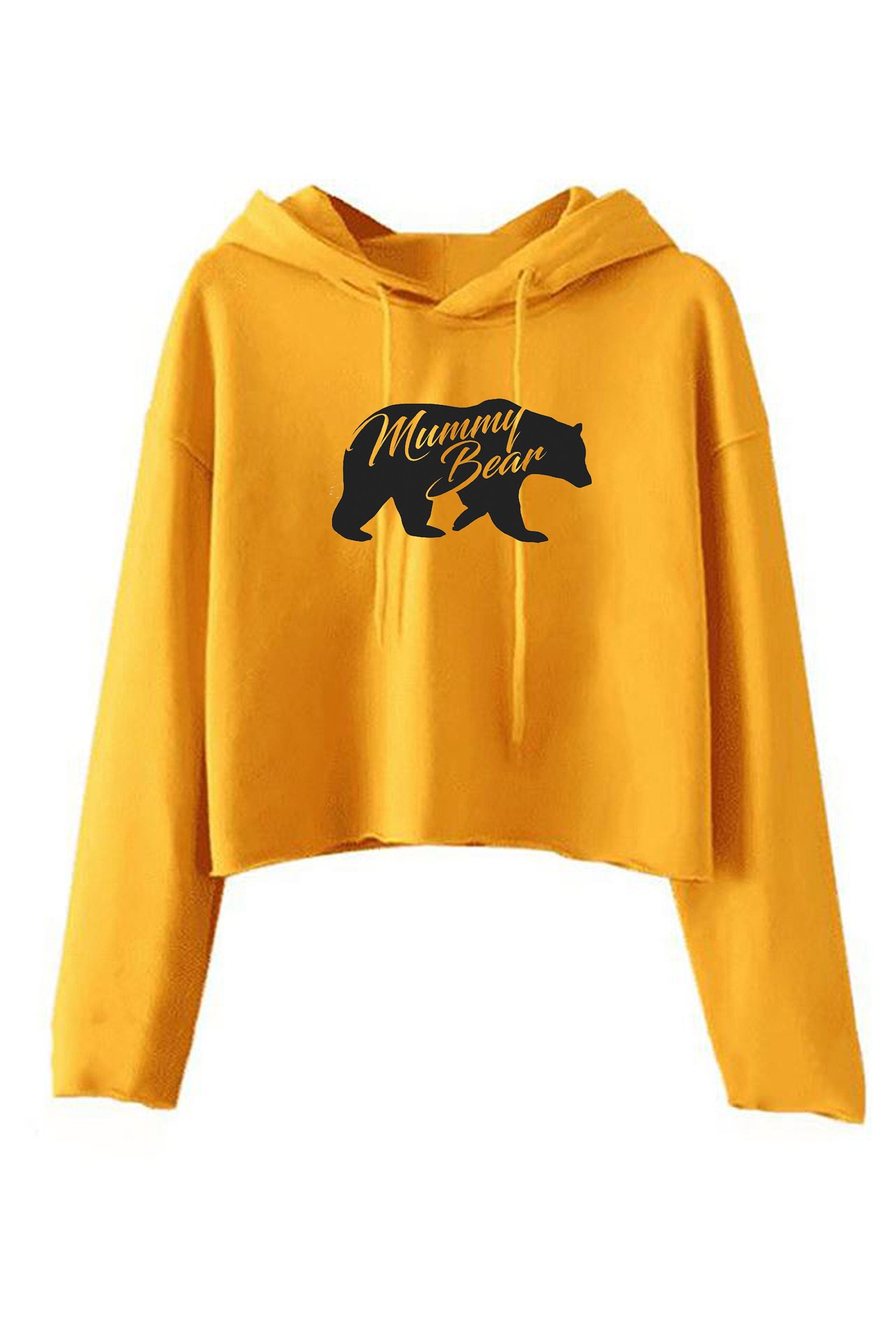 Mummy bear crop top hoodie crop-tops hoody hood ladies & unisex sizes womens mother's day birthday gift mum mama christmas top funny present