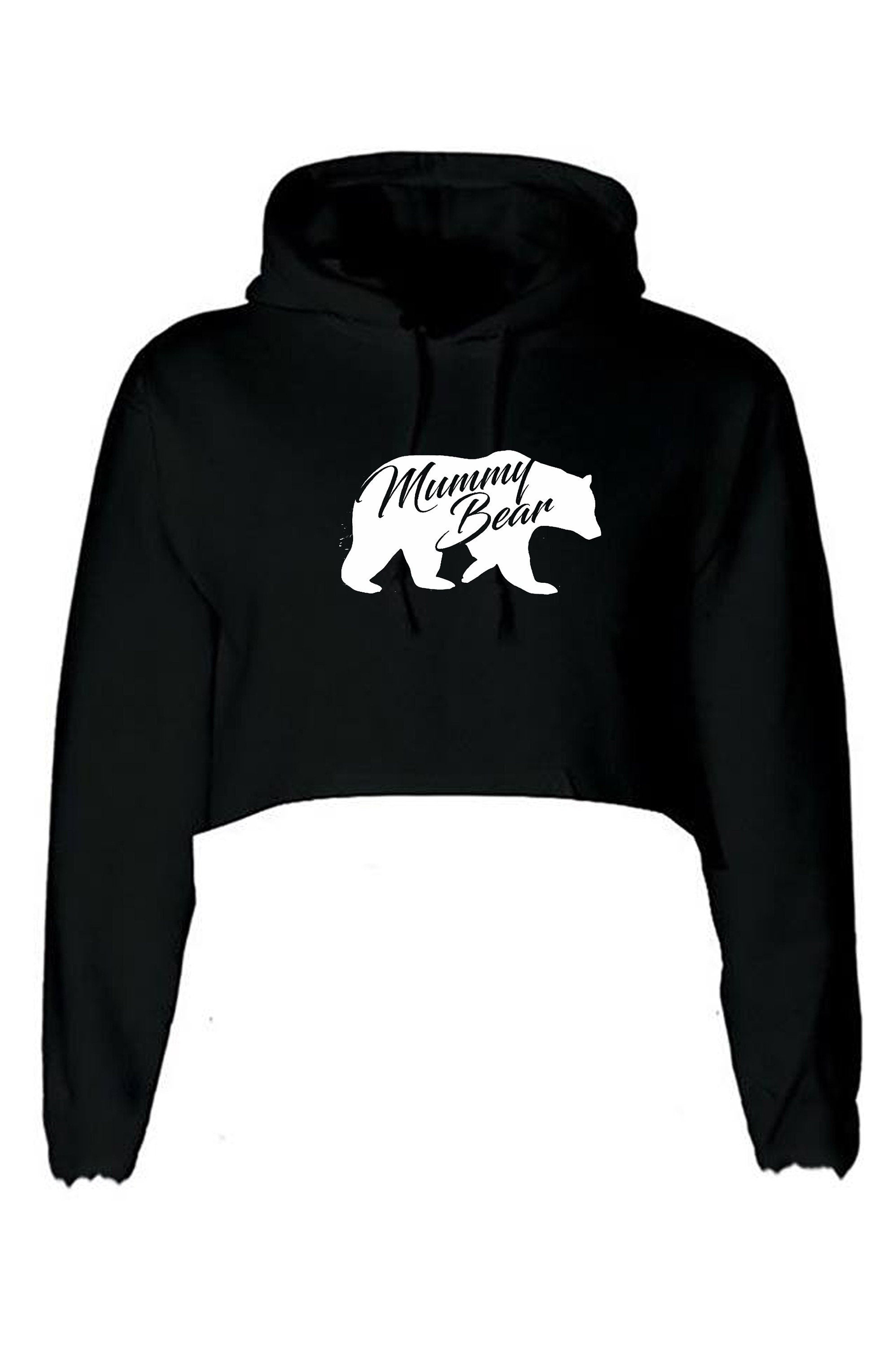 Mummy bear crop top hoodie crop-tops hoody hood ladies & unisex sizes womens mother's day birthday gift mum mama christmas top funny present