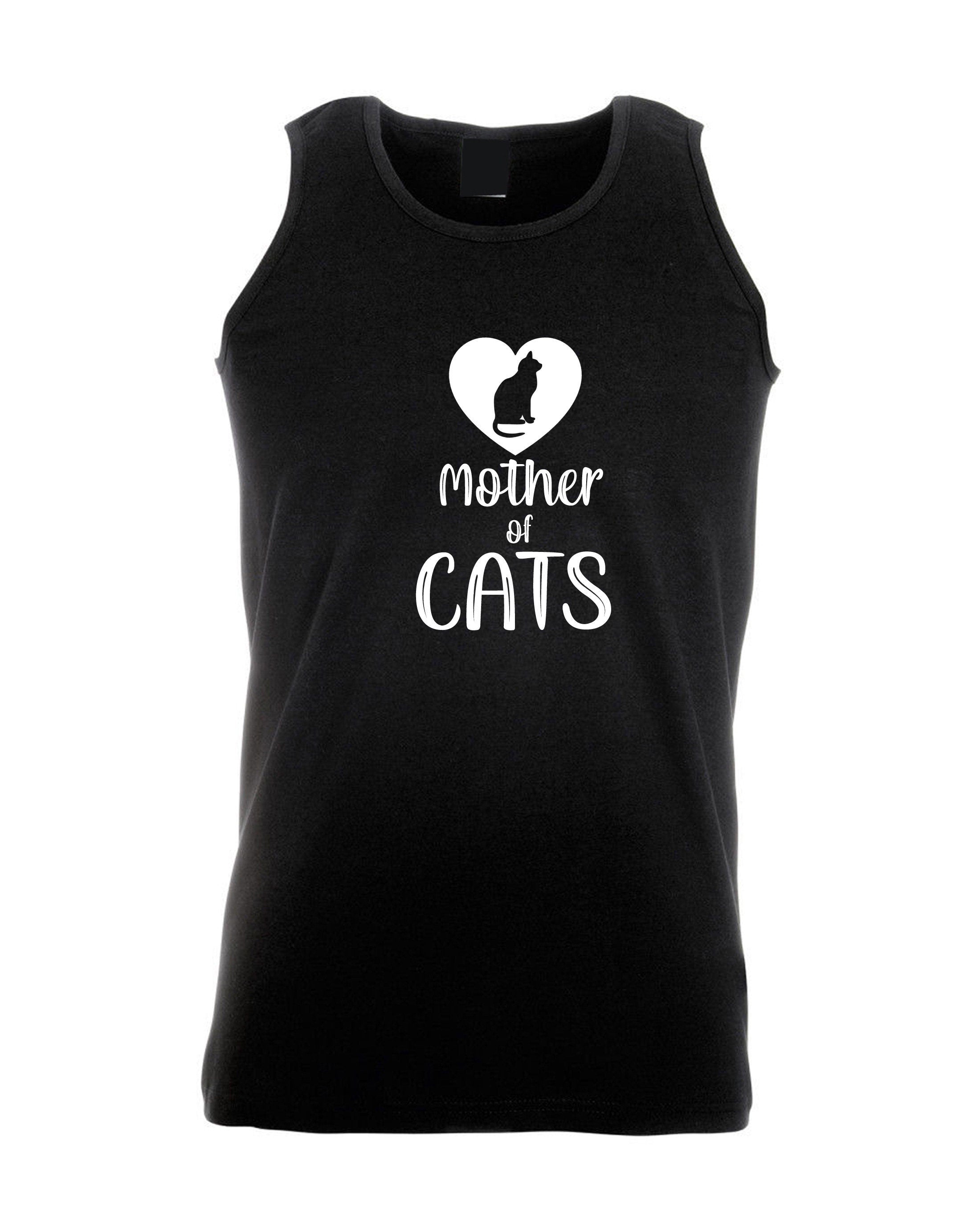 Mother of cats funny vest vests top tank gym workout ladies womens birthday gift xmas top christmas present for cat lovers parody joke