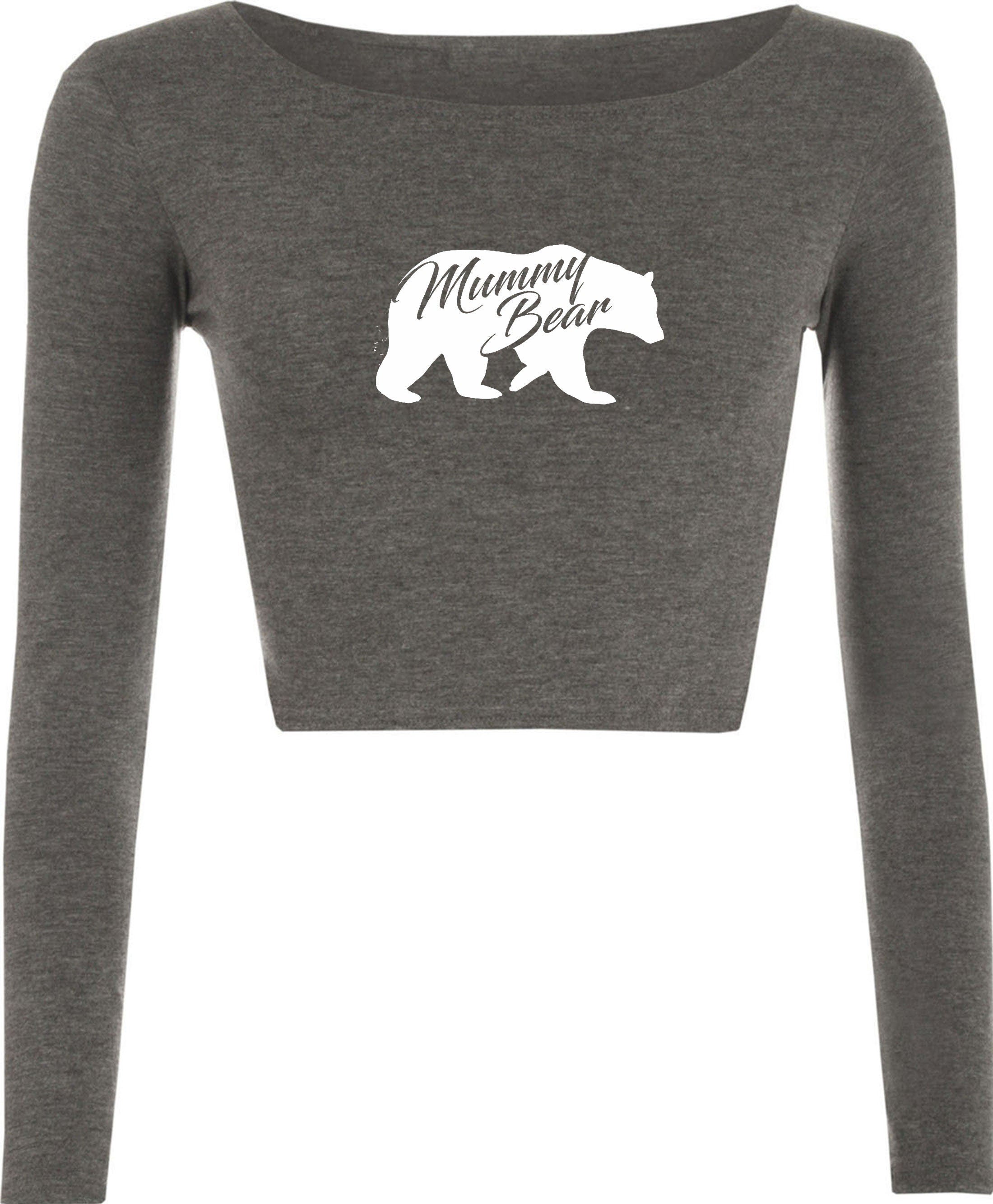 Mummy bear crop top crop-tops ladies & unisex sizes womens mother's day birthday gift mum mama christmas top funny present