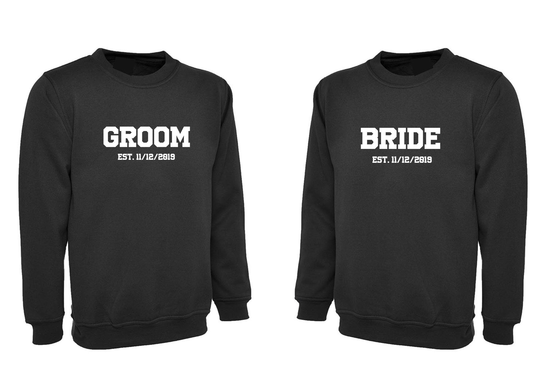 Groom bride custom wedding dates couple matching sweatshirt jumper sweater shirt wedding anniversary for married present slogan soul mates