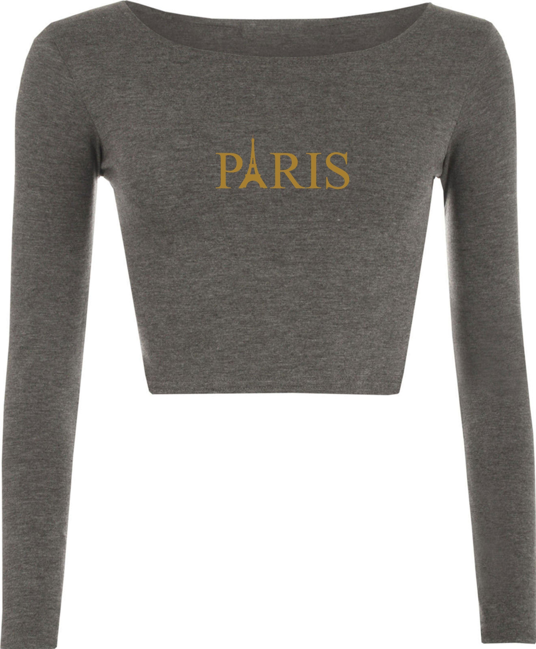 Paris crop tops crop-tops long sleeve i love france love paris tourism to france tourist top gift holiday trip unisex effel tower