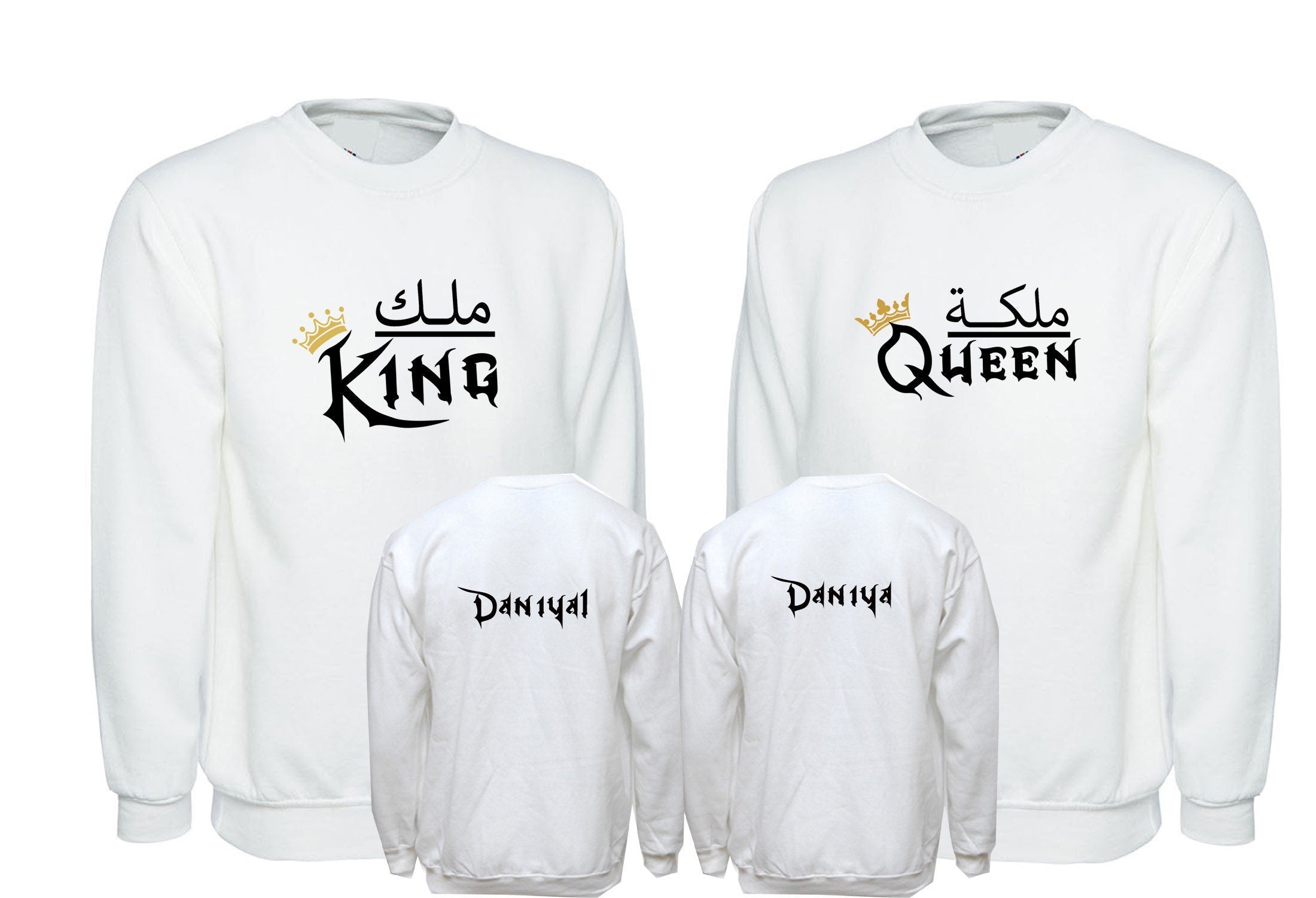 Malik malika couple matching king queen sweatshirt jumper sweater shirt customized name on backofshirt gift for married couple birthday