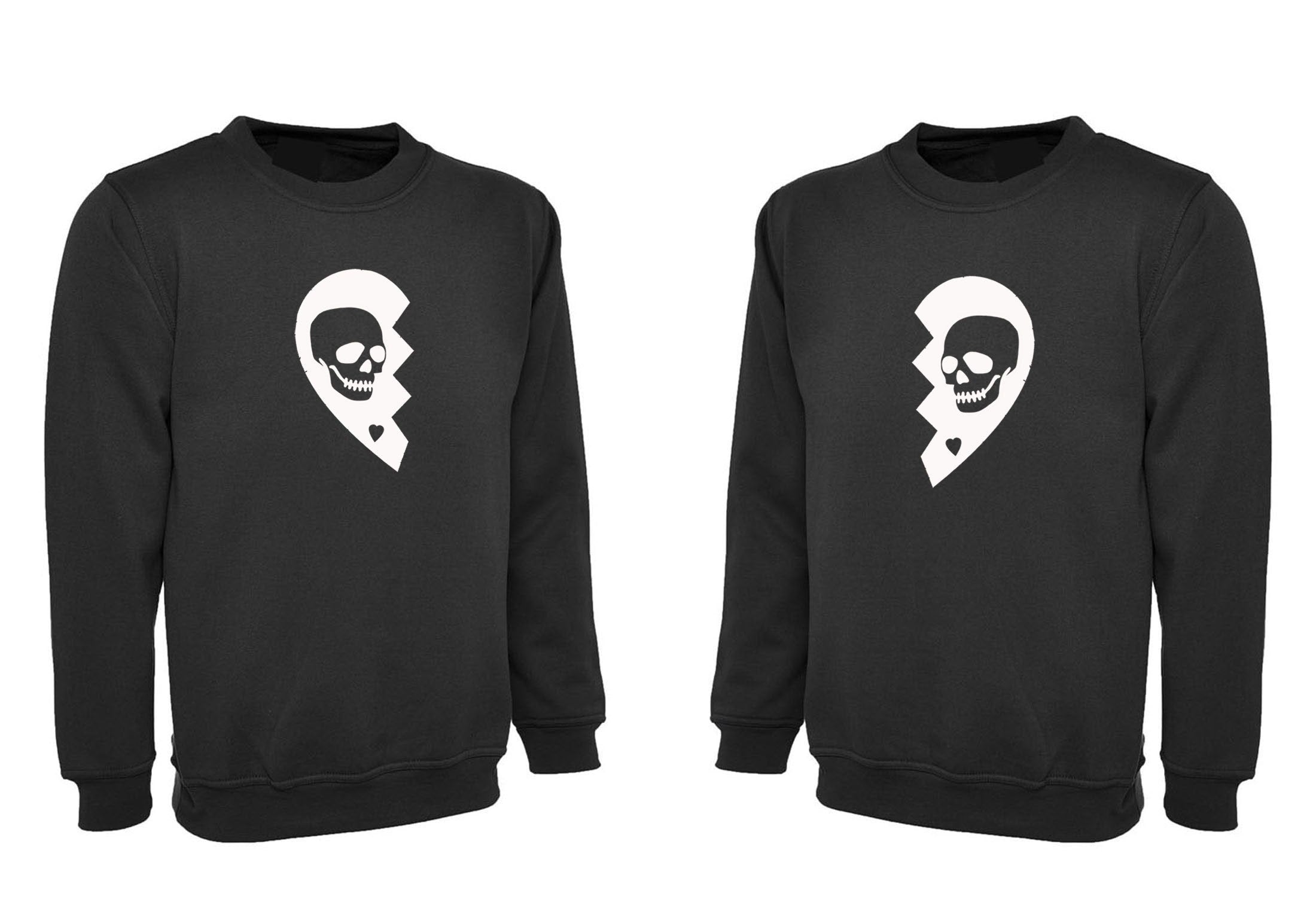 Skull heart mens ladies couple matching shirts sweatshirt jumper sweater shirt husband wife valentines present scary halloween