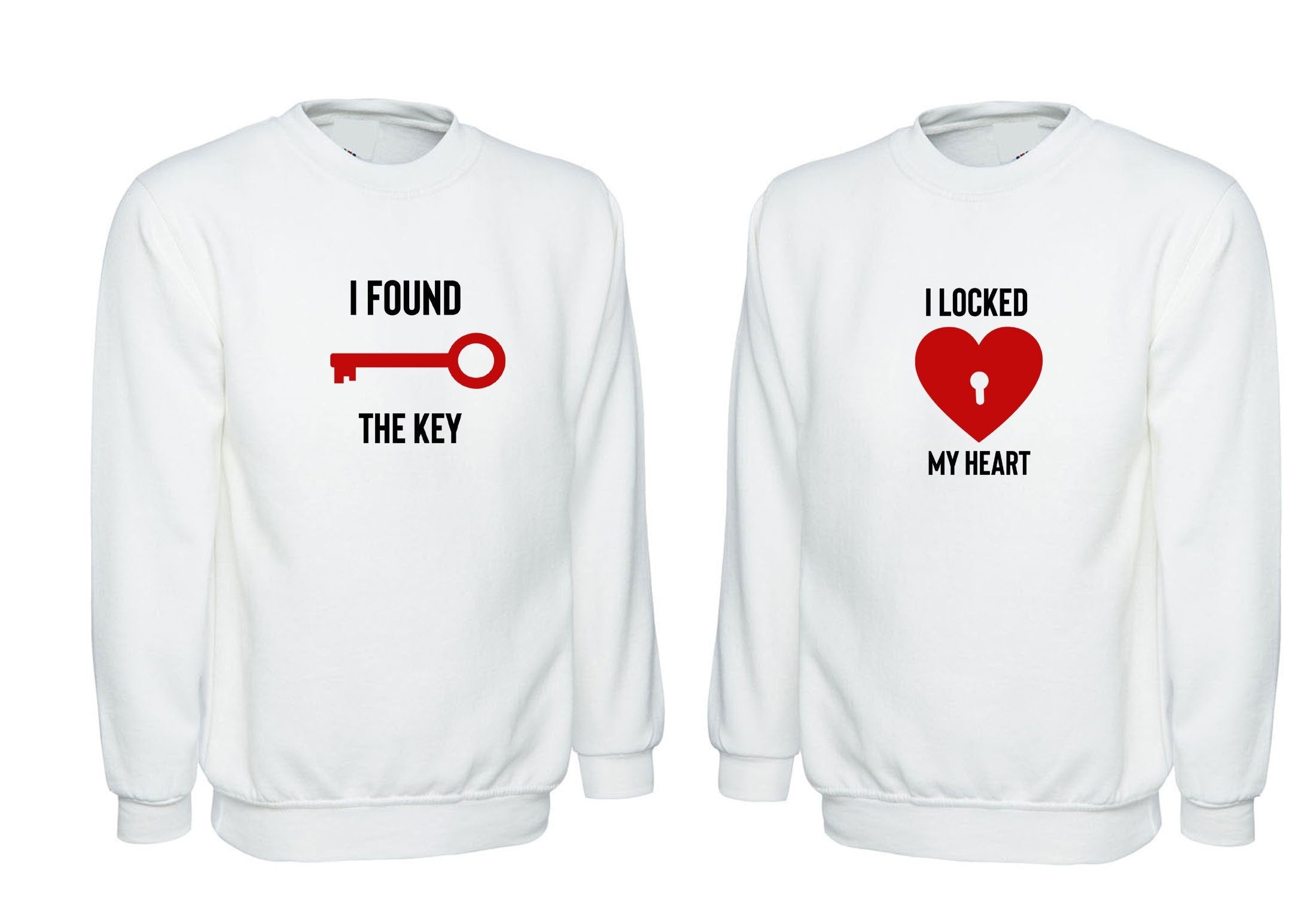 Couple matching funny shirts locked heart and key sweatshirt jumper sweater shirt joke valentines outfit wedding love marriage anniversary