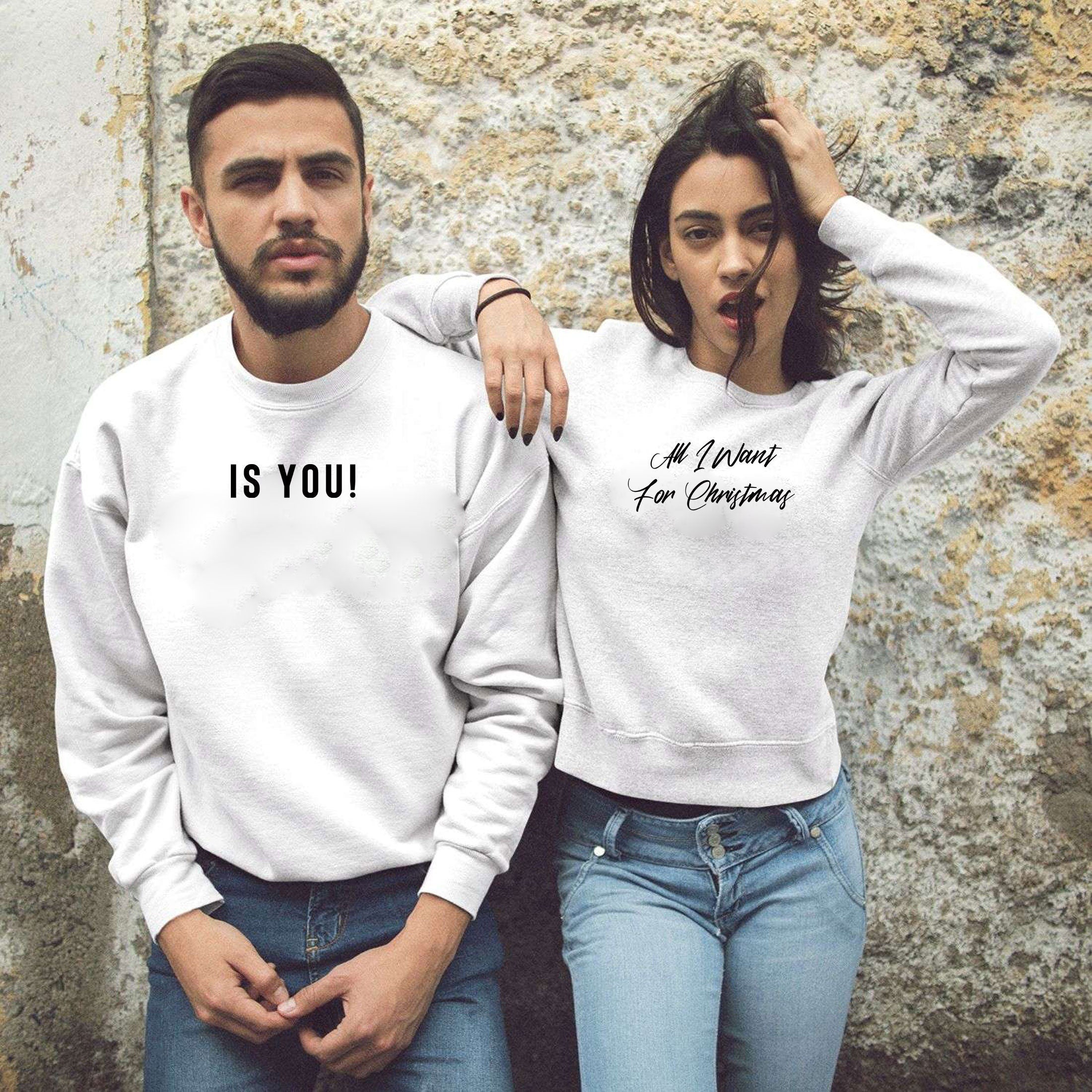 Couple matching christmas shirts sweatshirt jumper sweater shirt all i want for christmas is you gift xmas top unisex couple cute married