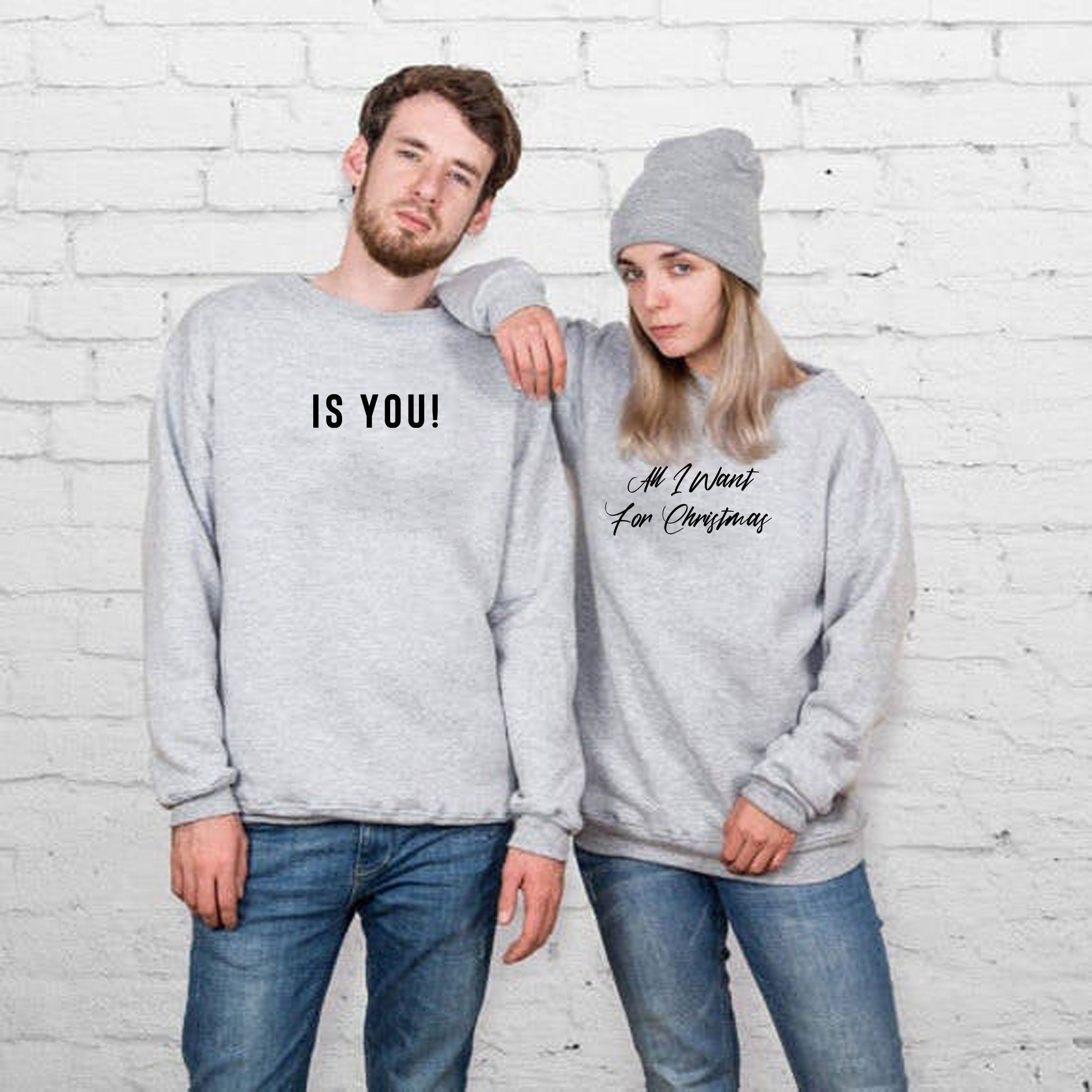 Couple matching christmas shirts sweatshirt jumper sweater shirt all i want for christmas is you gift xmas top unisex couple cute married