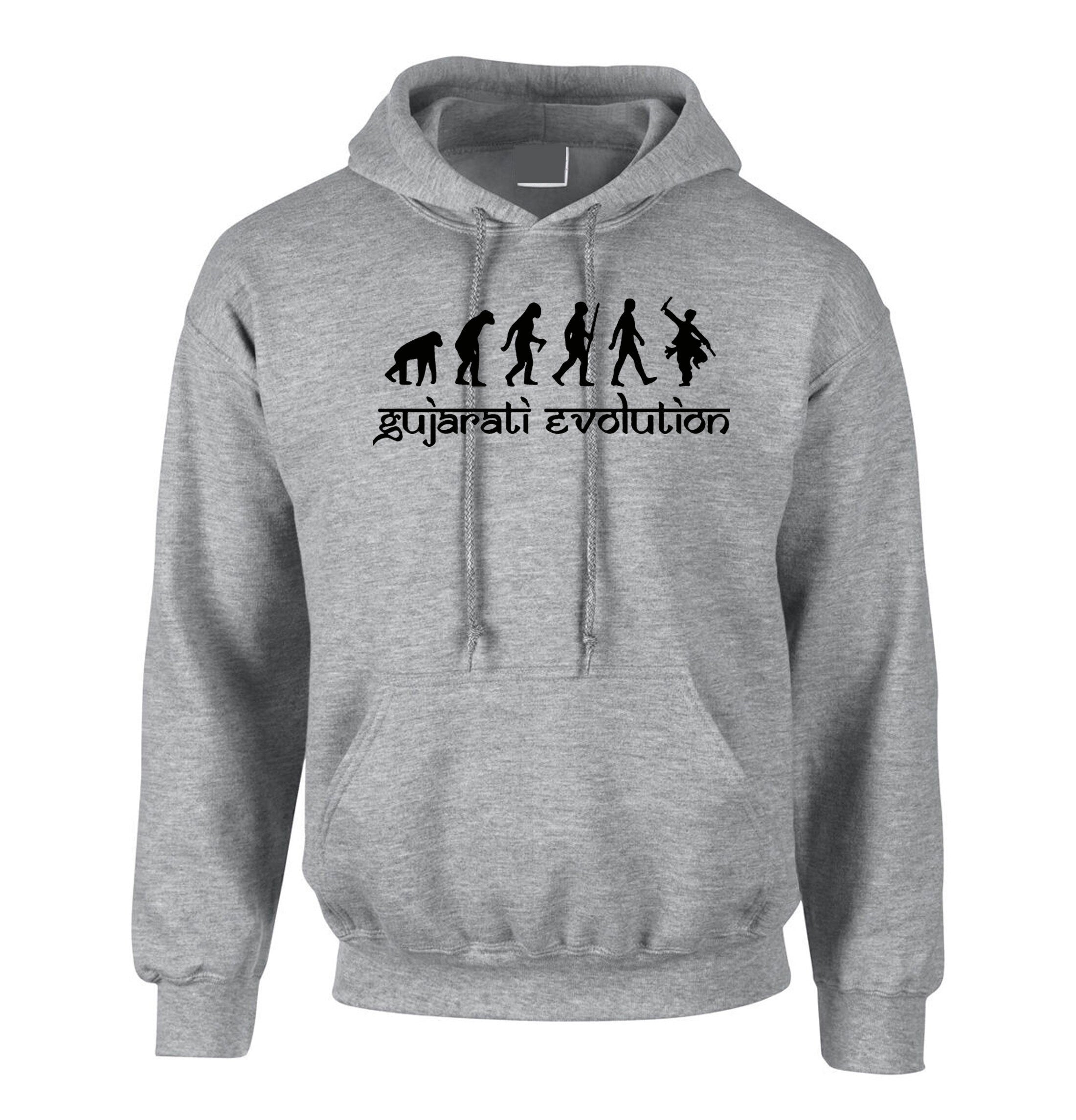 Gujarati evolution funny indian desi gujarati hoodie hoody hood hooded hindi gift for gujarati garba dandiya dance friend birthday