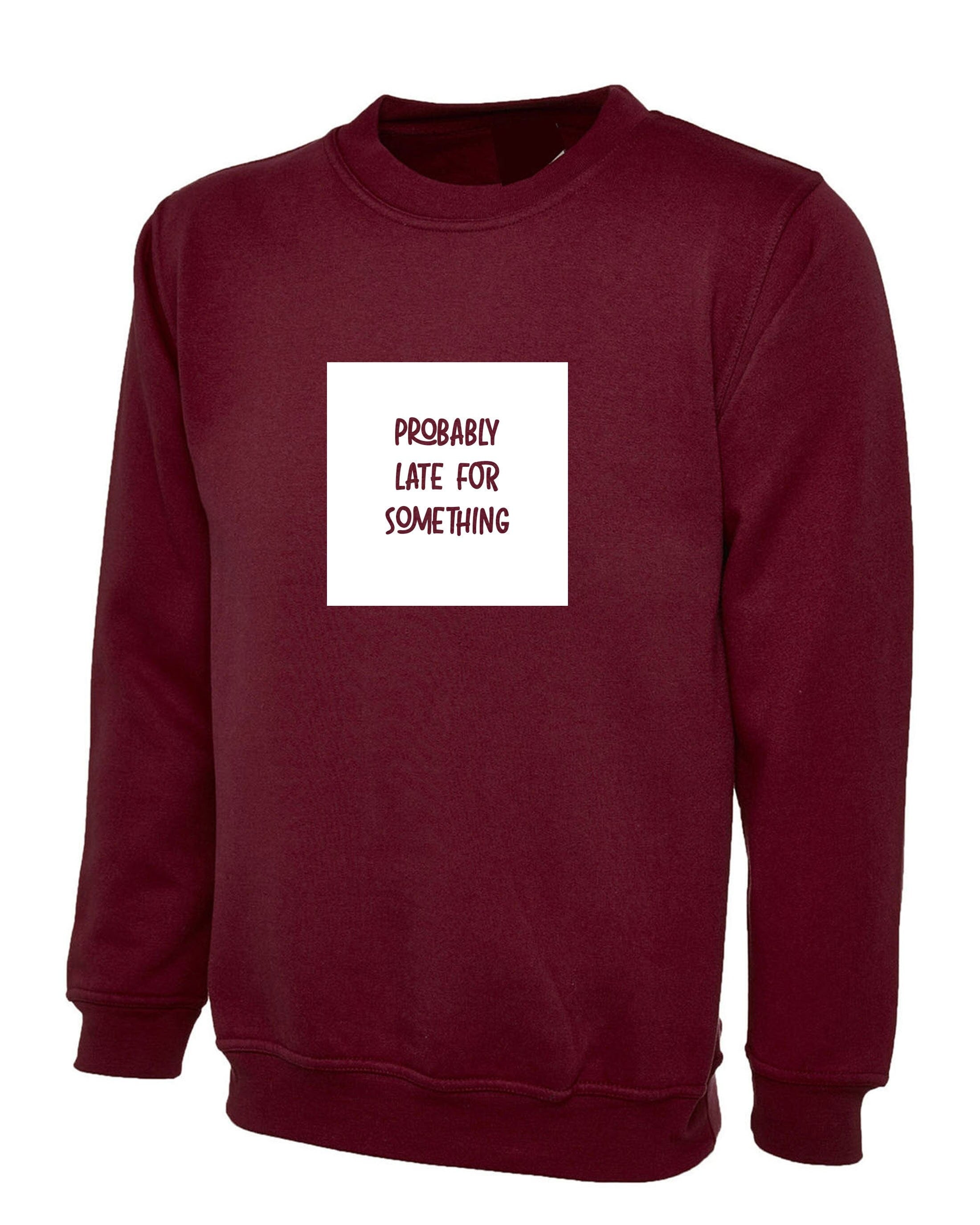 Probably late for somthing funny ladies mens sweatshirt jumper sweater shirt always late worth the wait sorry for late unisex birthday gift