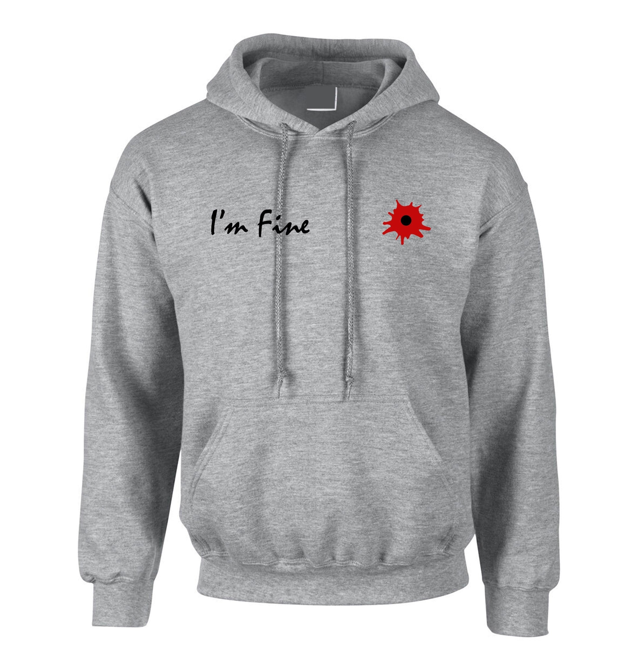 I'm fine i am fine broken inside funny hoodie hoody hood hooded prank wounded womens ladies mens xmas bullet valentines gift