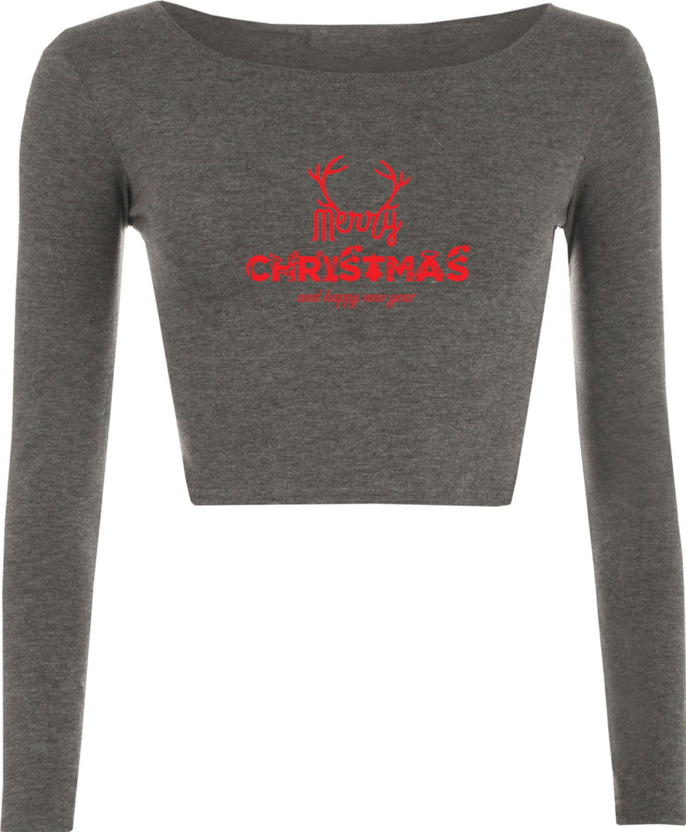 Merry christmas and happy new year crop tops croptop crop-top gift xmas present unisex top ladies mens womens top trending