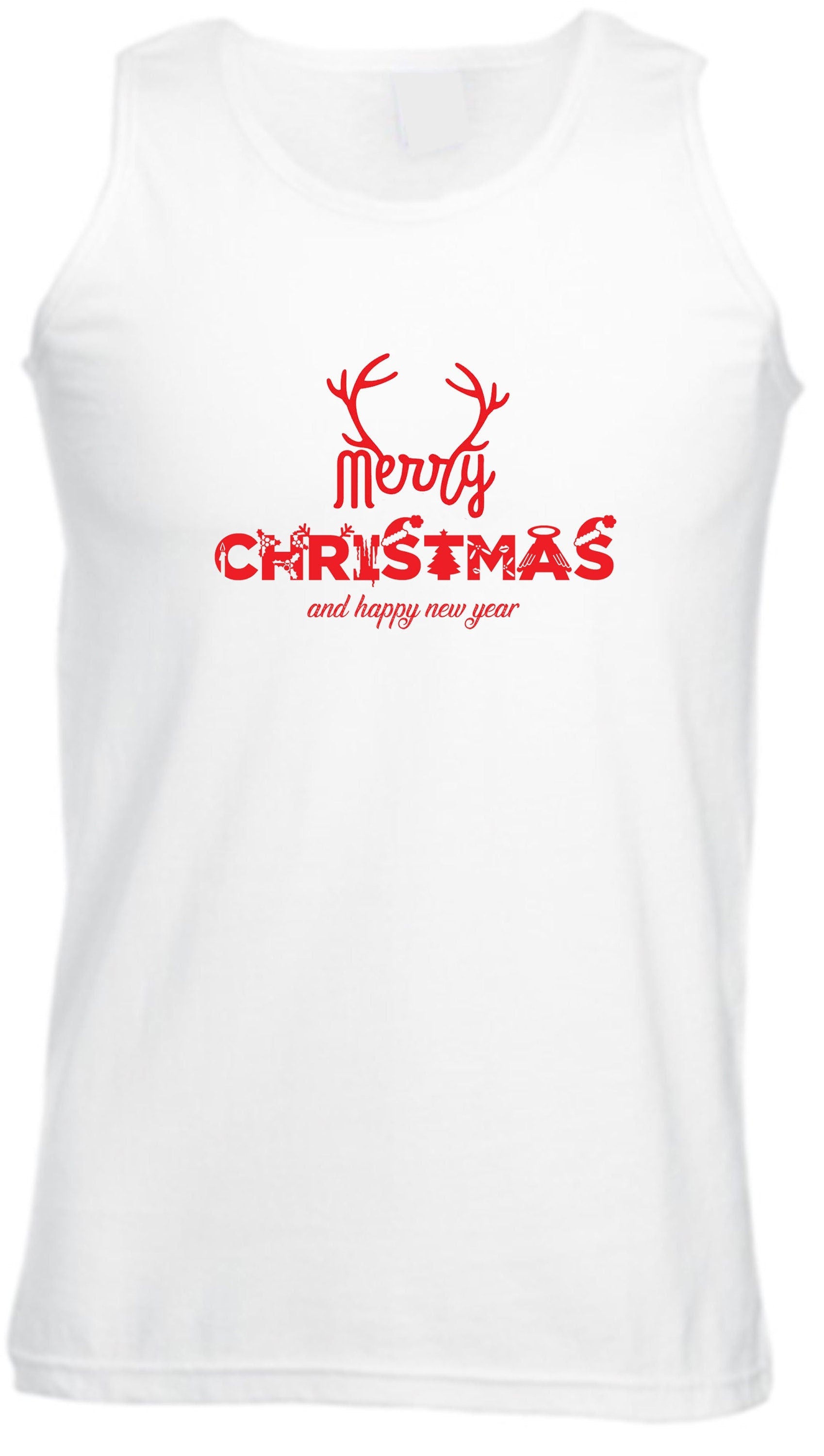 Merry christmas and happy new year vest vests top tank gym workout exercise gift xmas present unisex top ladies mens womens top trending