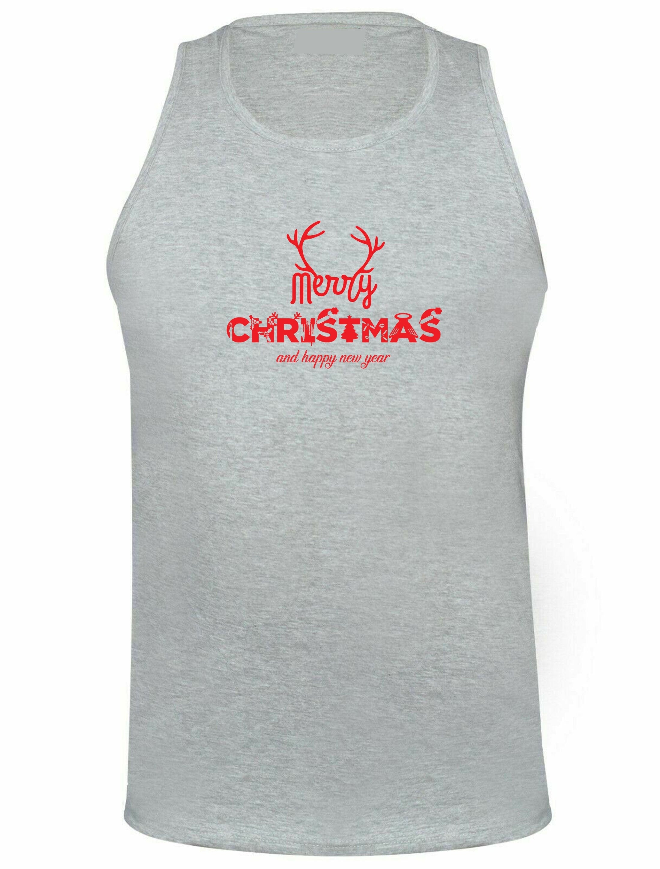 Merry christmas and happy new year vest vests top tank gym workout exercise gift xmas present unisex top ladies mens womens top trending