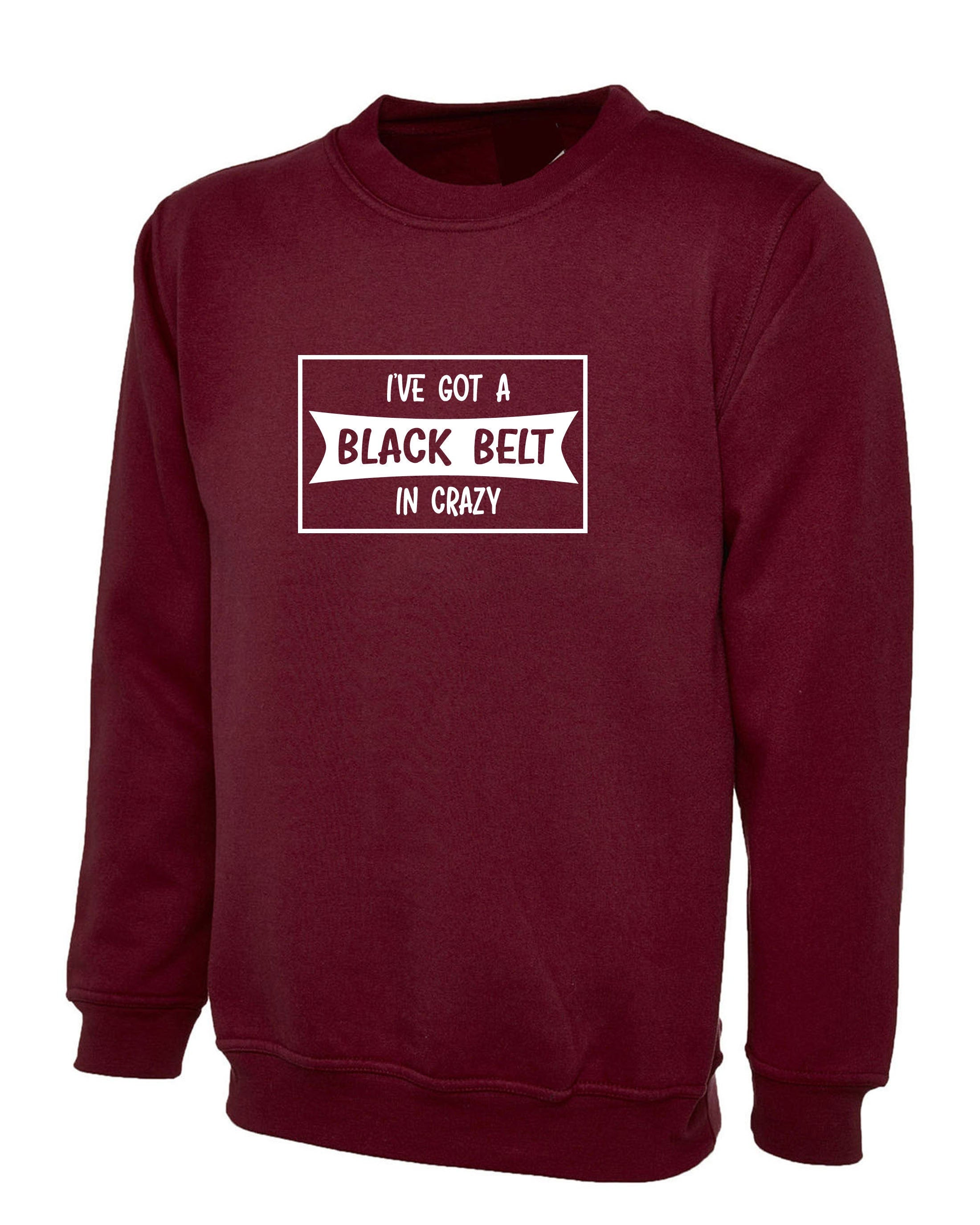 I've got a black belt in crazy funny sweatshirt jumper sweater shirt birthday joke gift ladies mens craziest friend present xmas