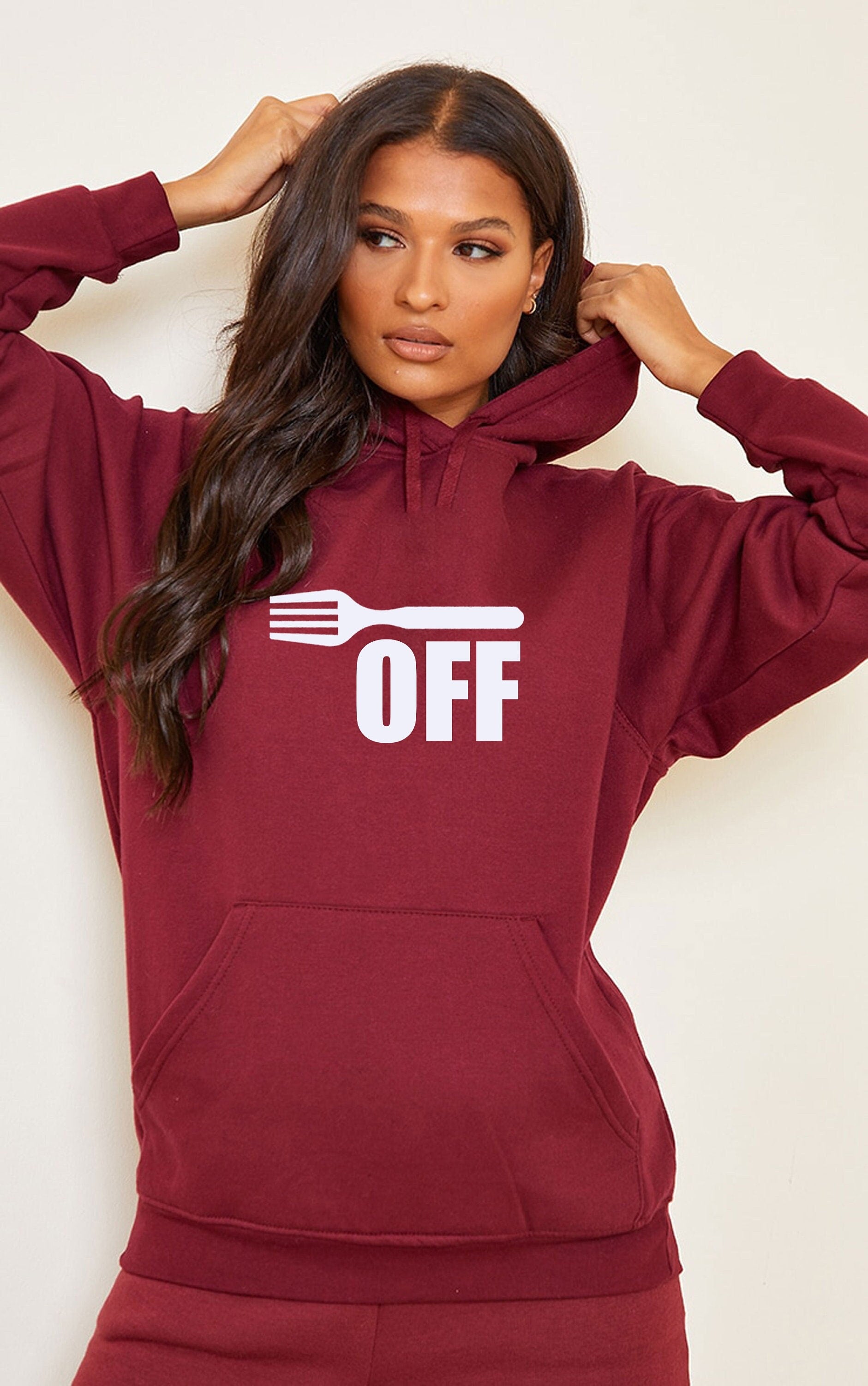 Fork off funny rude sarcastic joke f**k off hoodie hoody hood hooded ladies mens joke humor insult foodie gift for cook chef