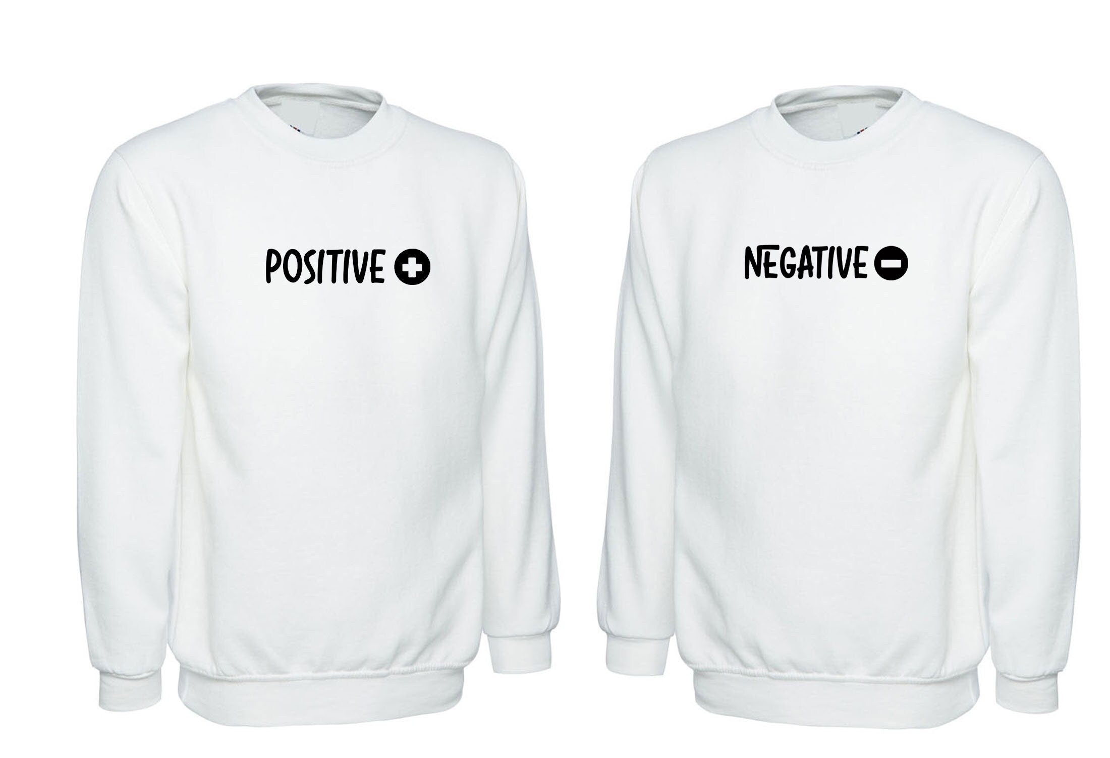 Couple matching shirts positive negative cute couple husband wife gf bf funny valentine's gift outfit sweatshirt jumper sweater shirt