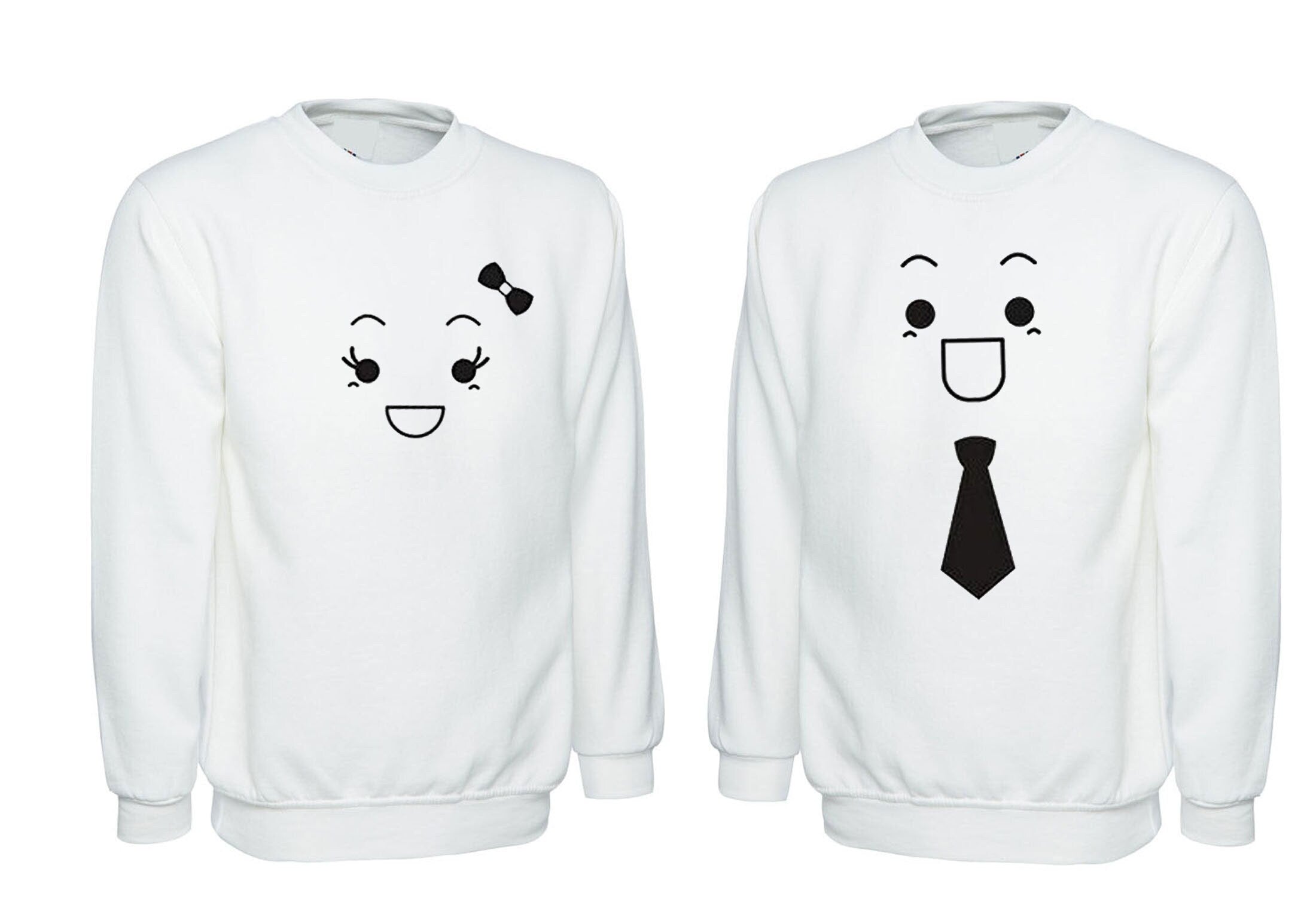 Couple matching shirts cute carton girl boy tie pin love husband wife gf bf funny valentine's gift outfit sweatshirt jumper sweater shirt