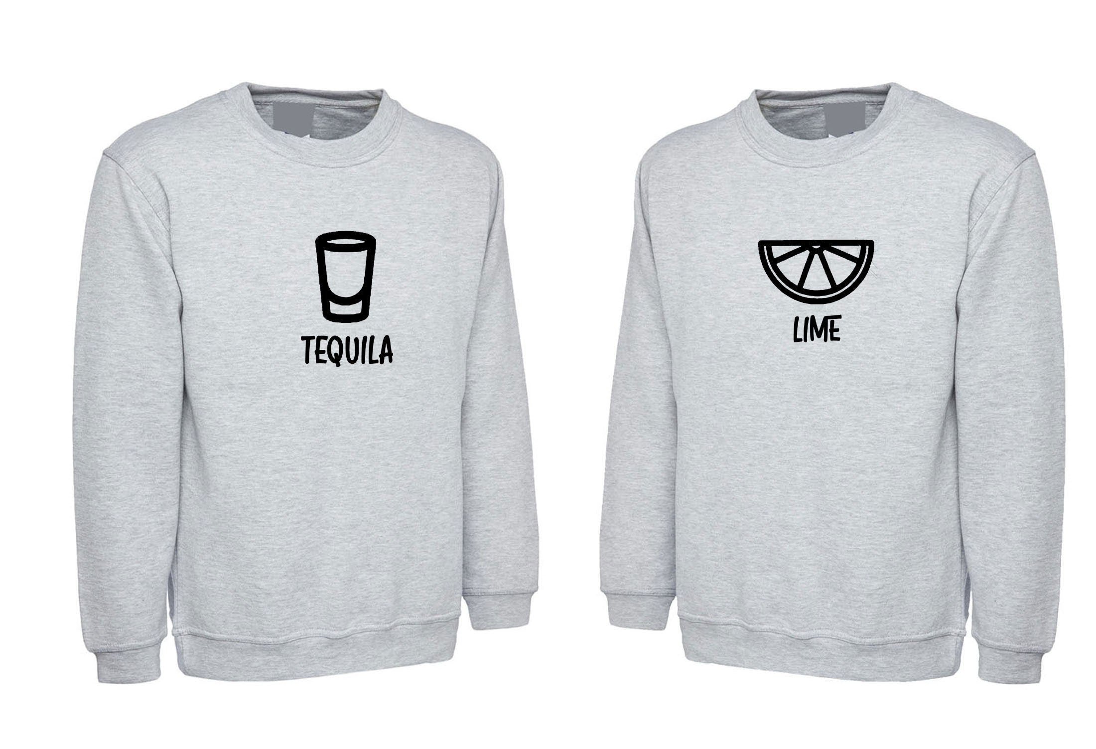 Couple matching shirts tequila & lime drink couple funny husband wife gf bf funny valentine's gift outfit sweatshirt jumper sweater shirt