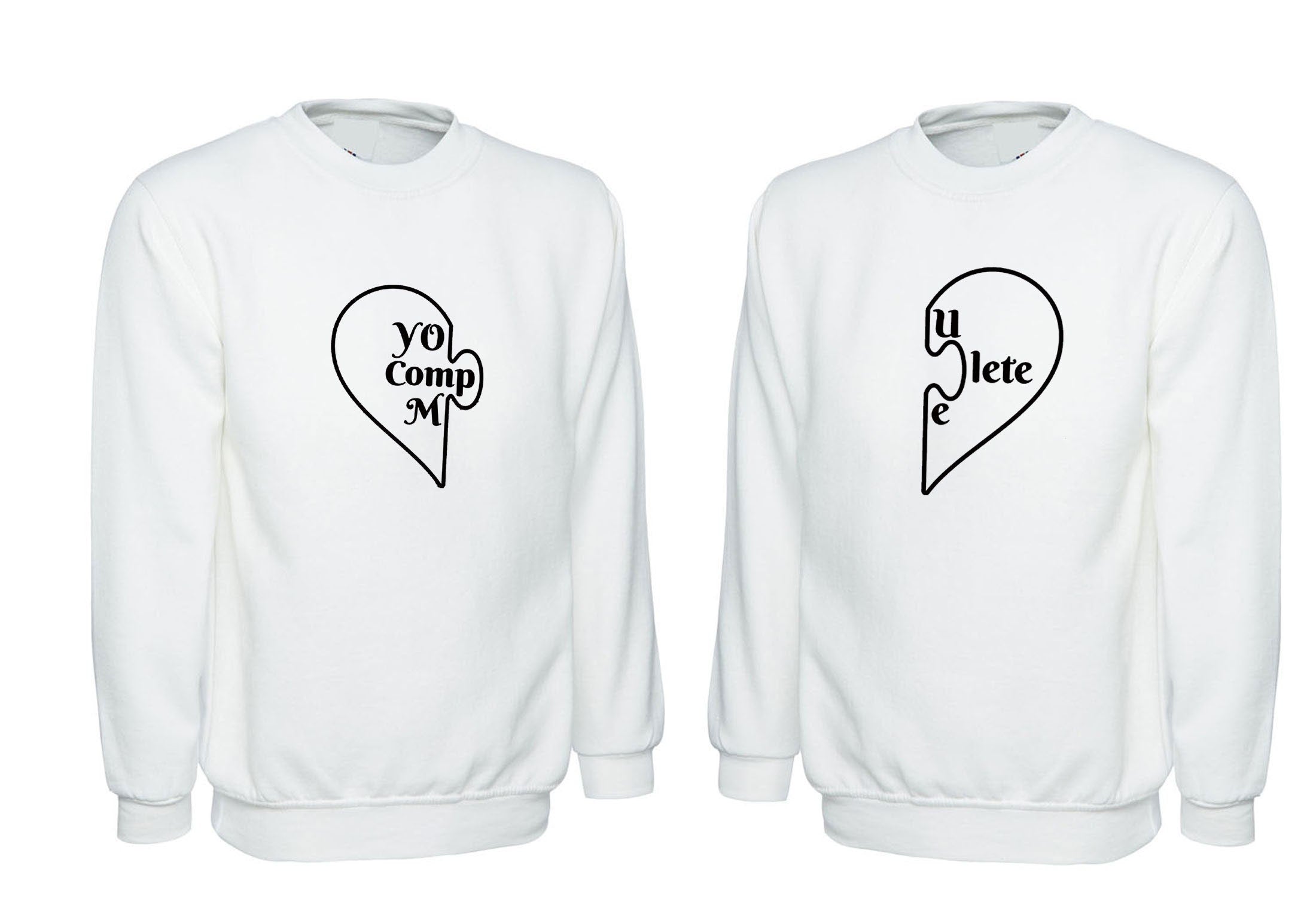 Couple matching shirts you comlpete me cute heart gf bf valentine's gift outfit sweatshirt jumper sweater shirt funny gift engagement