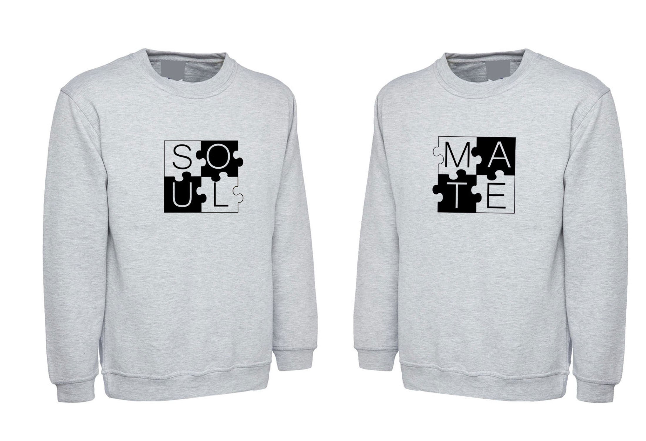 Couple matching shirts soul mates gf bf valentine's gift outfit sweatshirt jumper sweater shirt funny gift wedding engagement.