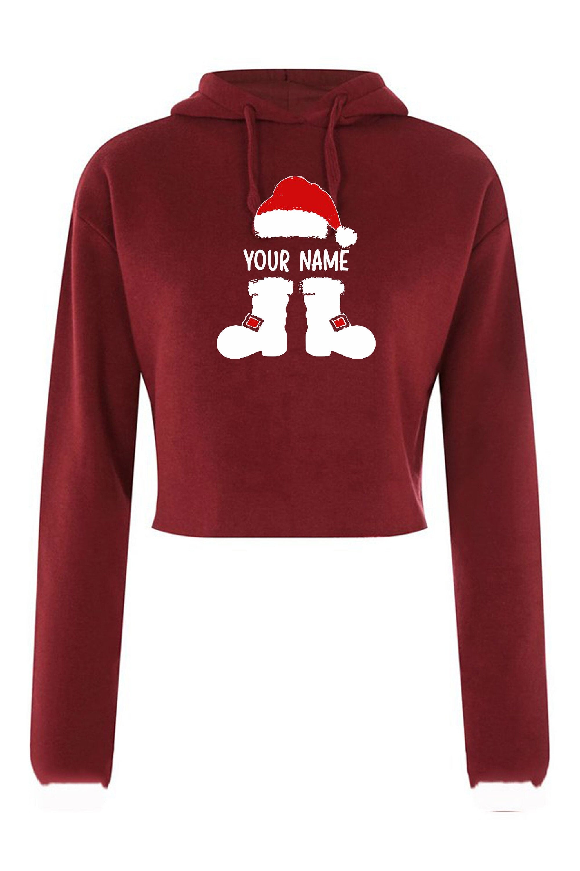 Santa claus with your name funny merry christmas crop tops hoodie croptop hoody personalized customized your name gift present holiday