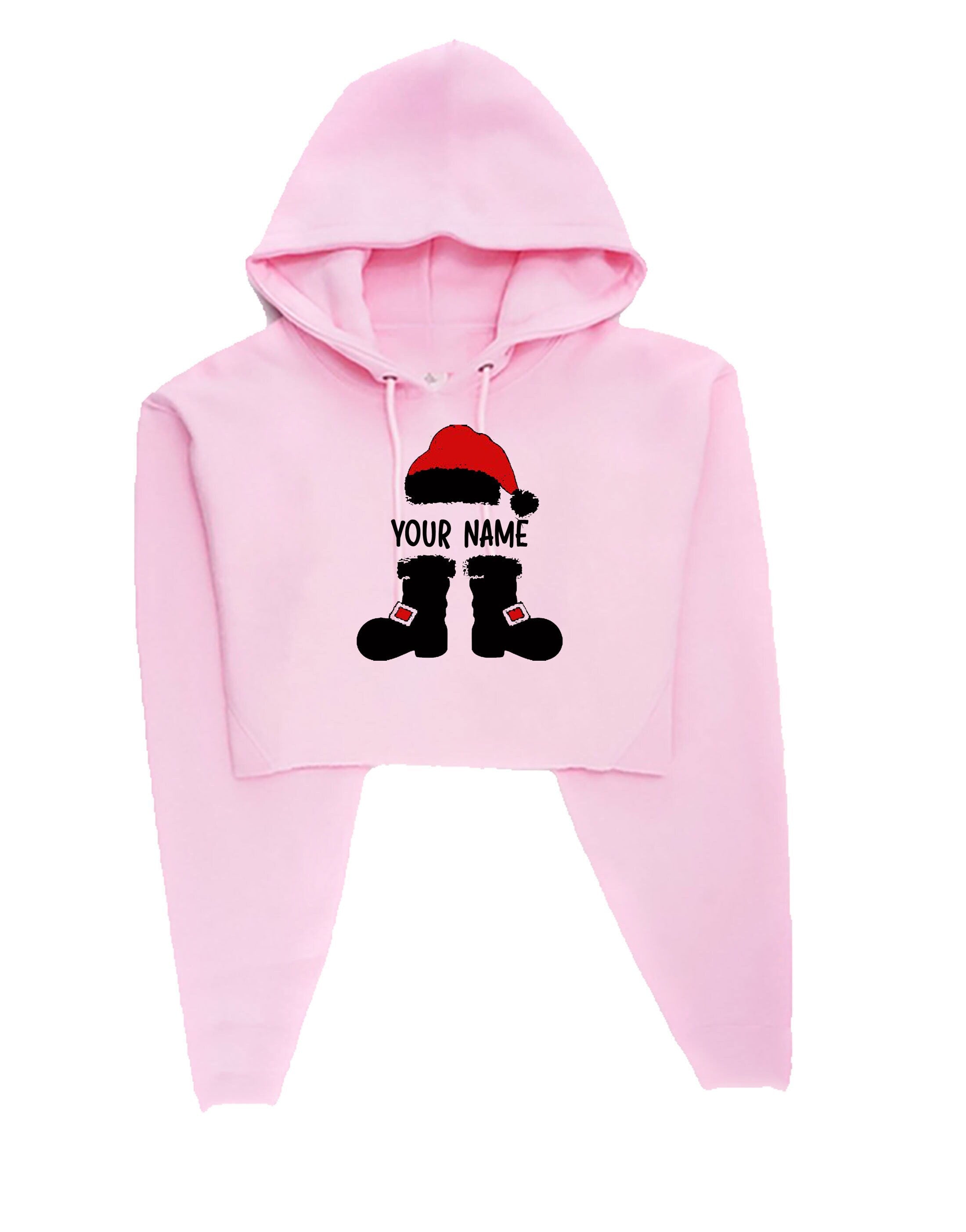 Santa claus with your name funny merry christmas crop tops hoodie croptop hoody personalized customized your name gift present holiday