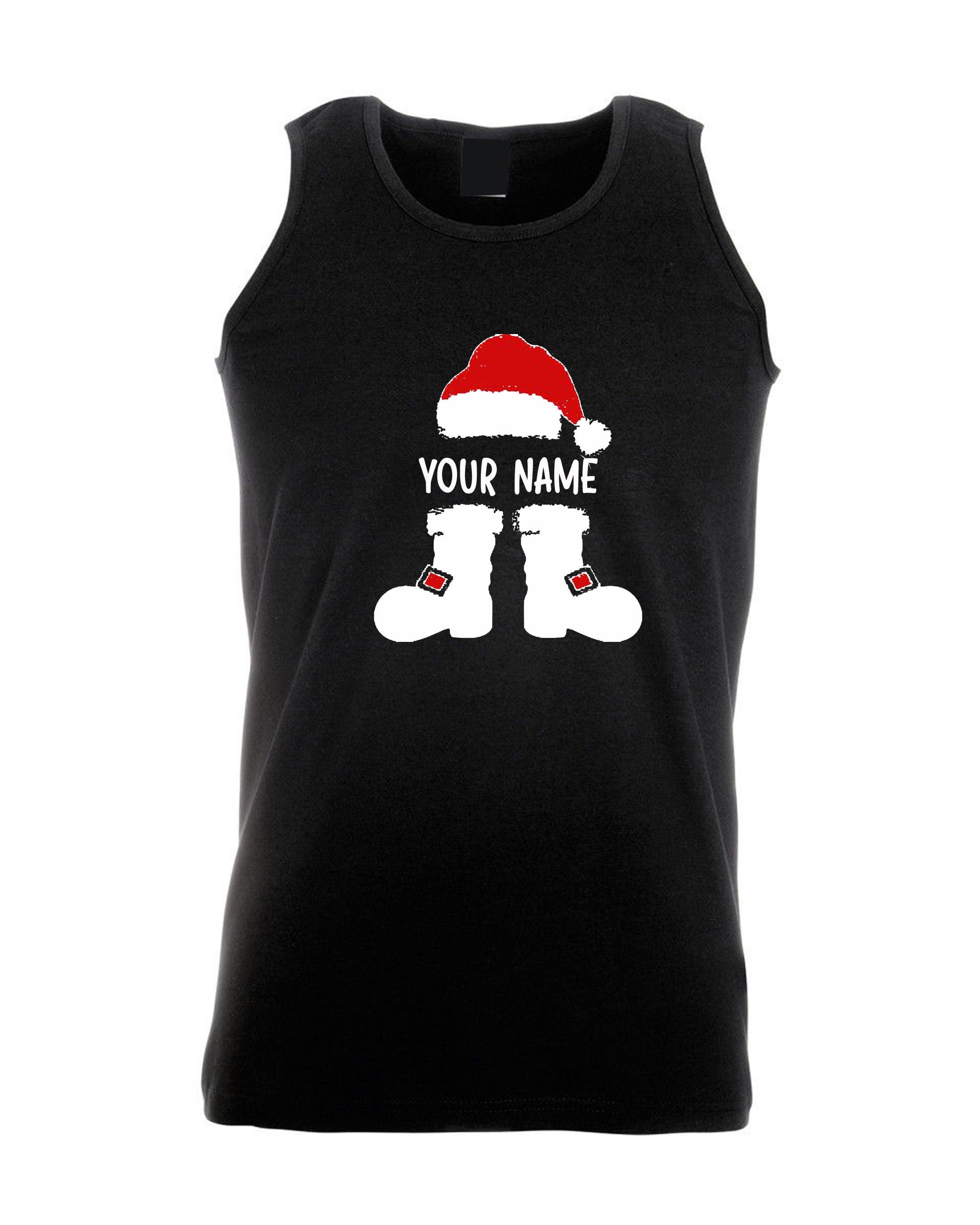 Santa claus with your name funny merry christmas vest vests gym workout exercise personalized customized your name gift present holiday