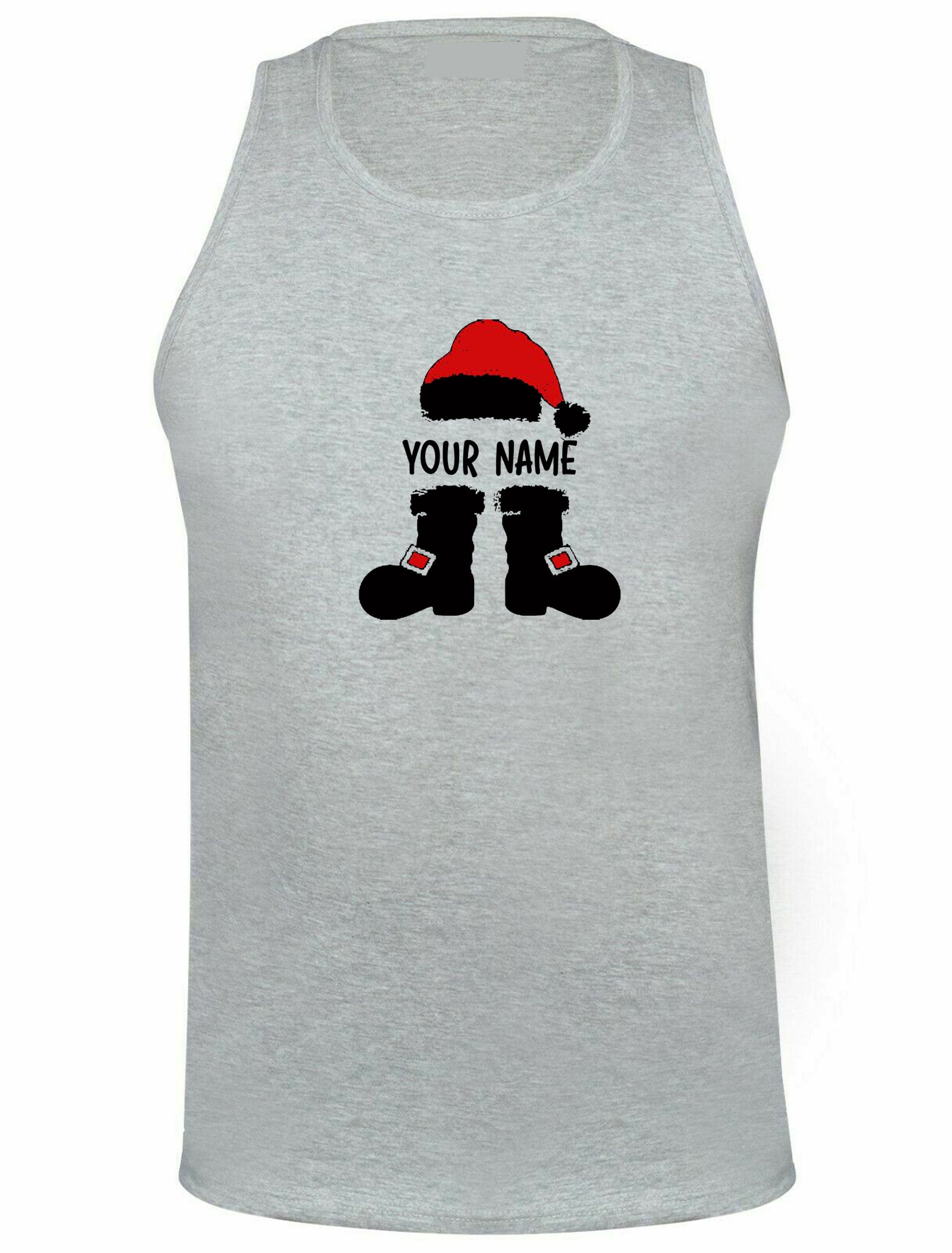 Santa claus with your name funny merry christmas vest vests gym workout exercise personalized customized your name gift present holiday