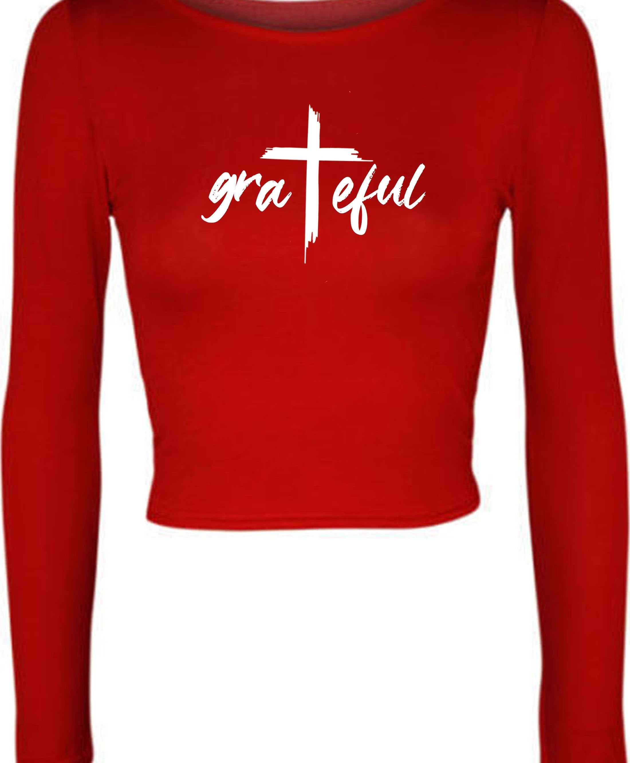 Grateful funny crop tops croptop crop-top christians christmas xmas gift ladies mens thanking top womens xmas