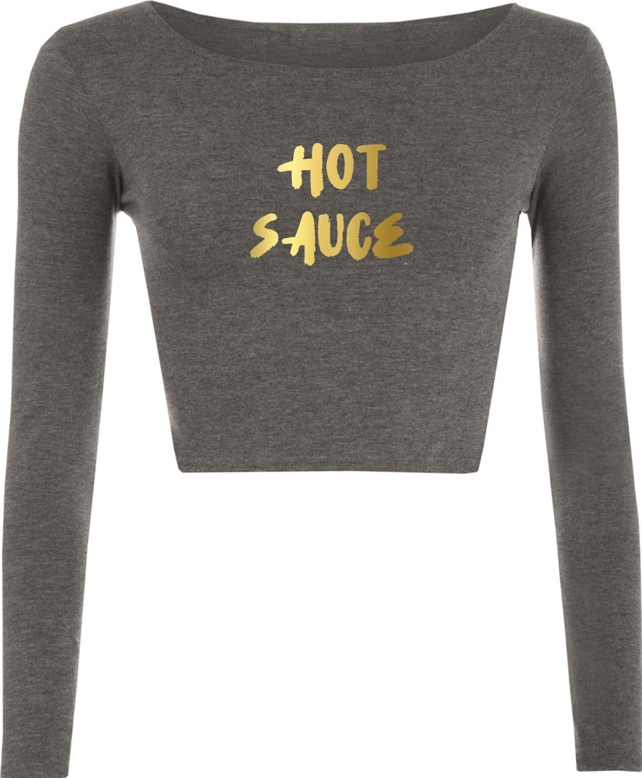 Hot sauce funny ladies crop tops croptop crop-top womens birthday gift gf valentines top partywear pool golf font