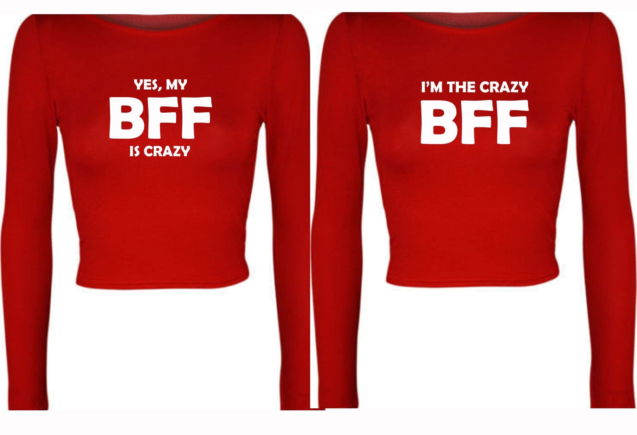 Couple matching tops for best friends crop tops croptop crop-top my bff is crazy, yes i'm the crazy bff womens bff unisex funny