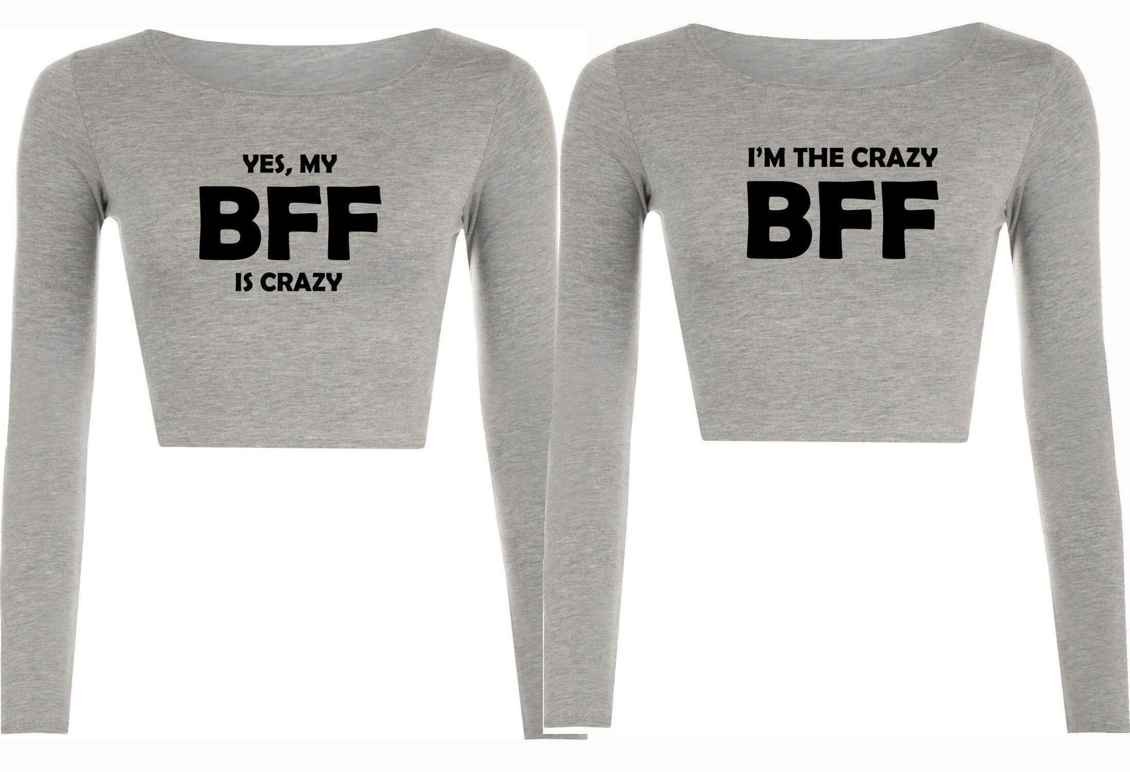 Couple matching tops for best friends crop tops croptop crop-top my bff is crazy, yes i'm the crazy bff womens bff unisex funny