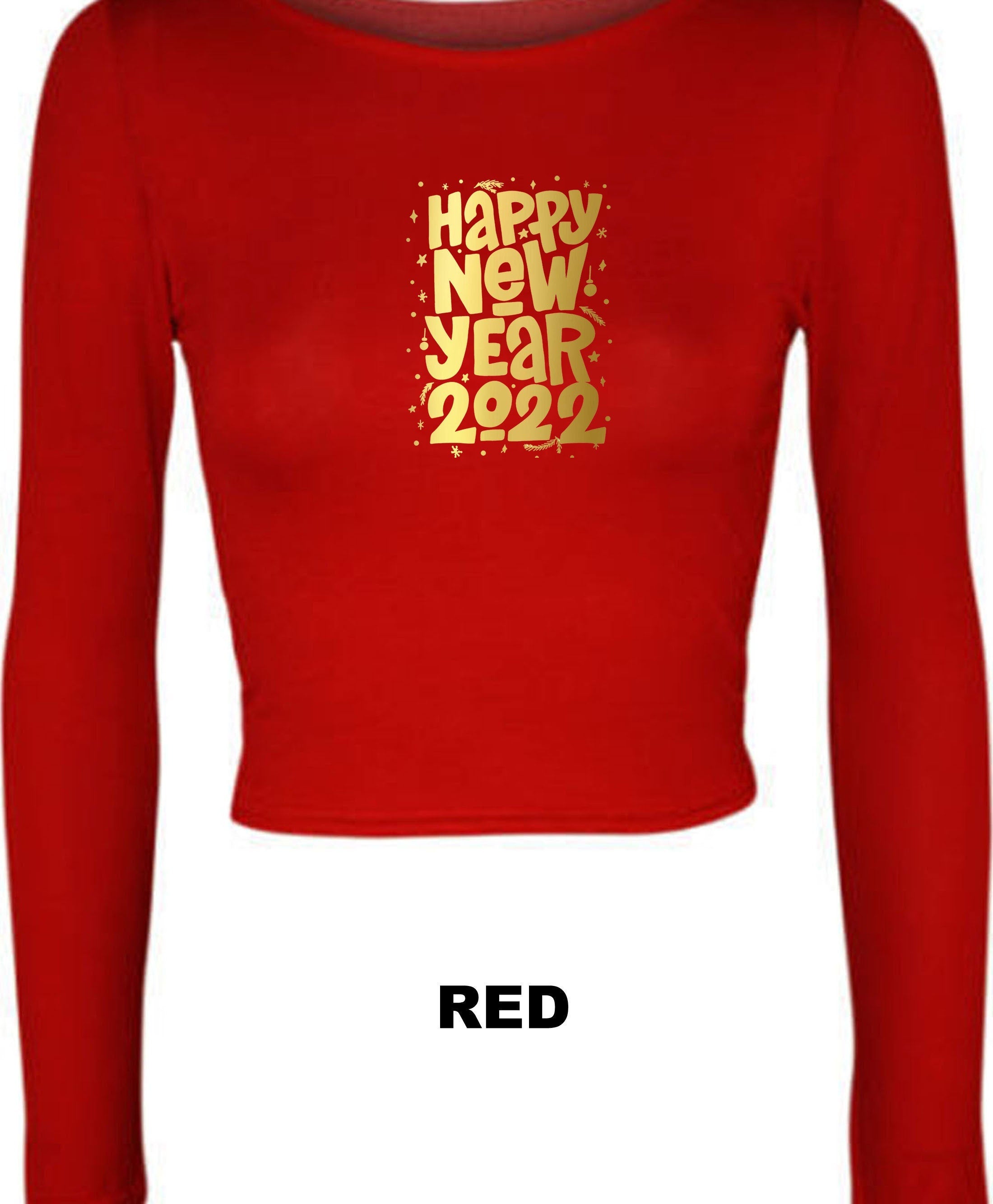 Happy new year 2022 crop tops croptop crop-top gold font couple gift joke top ladies top trending