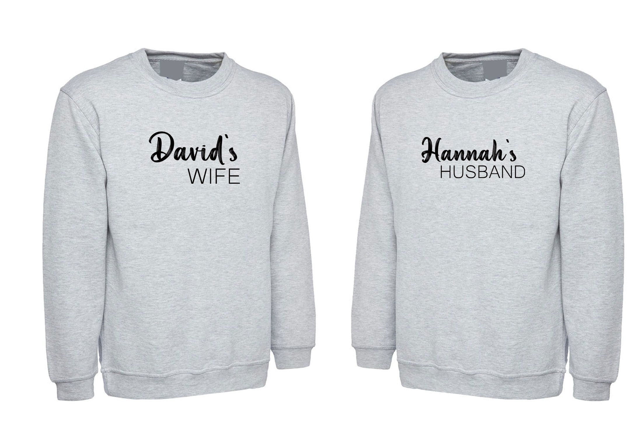 Personalised customized couple matching shirts with name cute wedding marriage married anniversary sweatshirt jumper sweater shirt gift