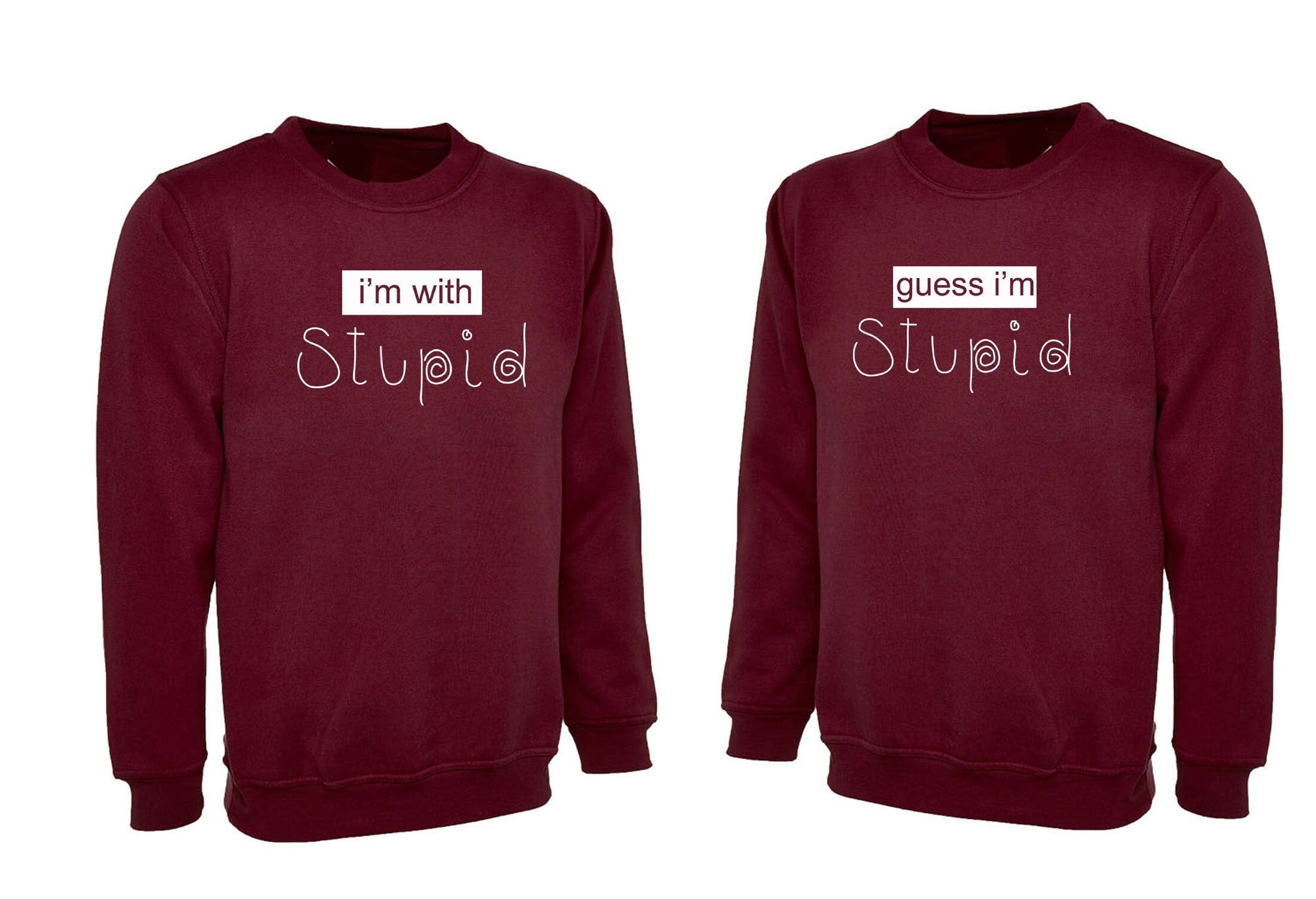 Couple matching shirts for best friends sweatshirt jumper sweater shirt i'mwithstupid, guessimstupi unisex womens bff unisex funny