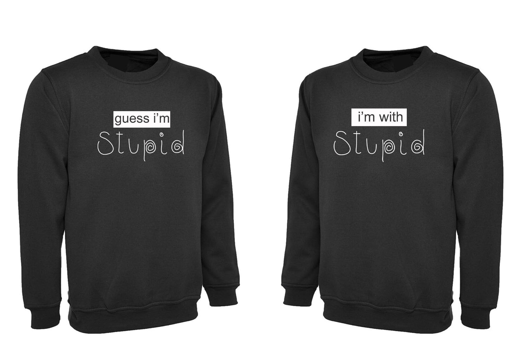 Couple matching shirts for best friends sweatshirt jumper sweater shirt i'mwithstupid, guessimstupi unisex womens bff unisex funny