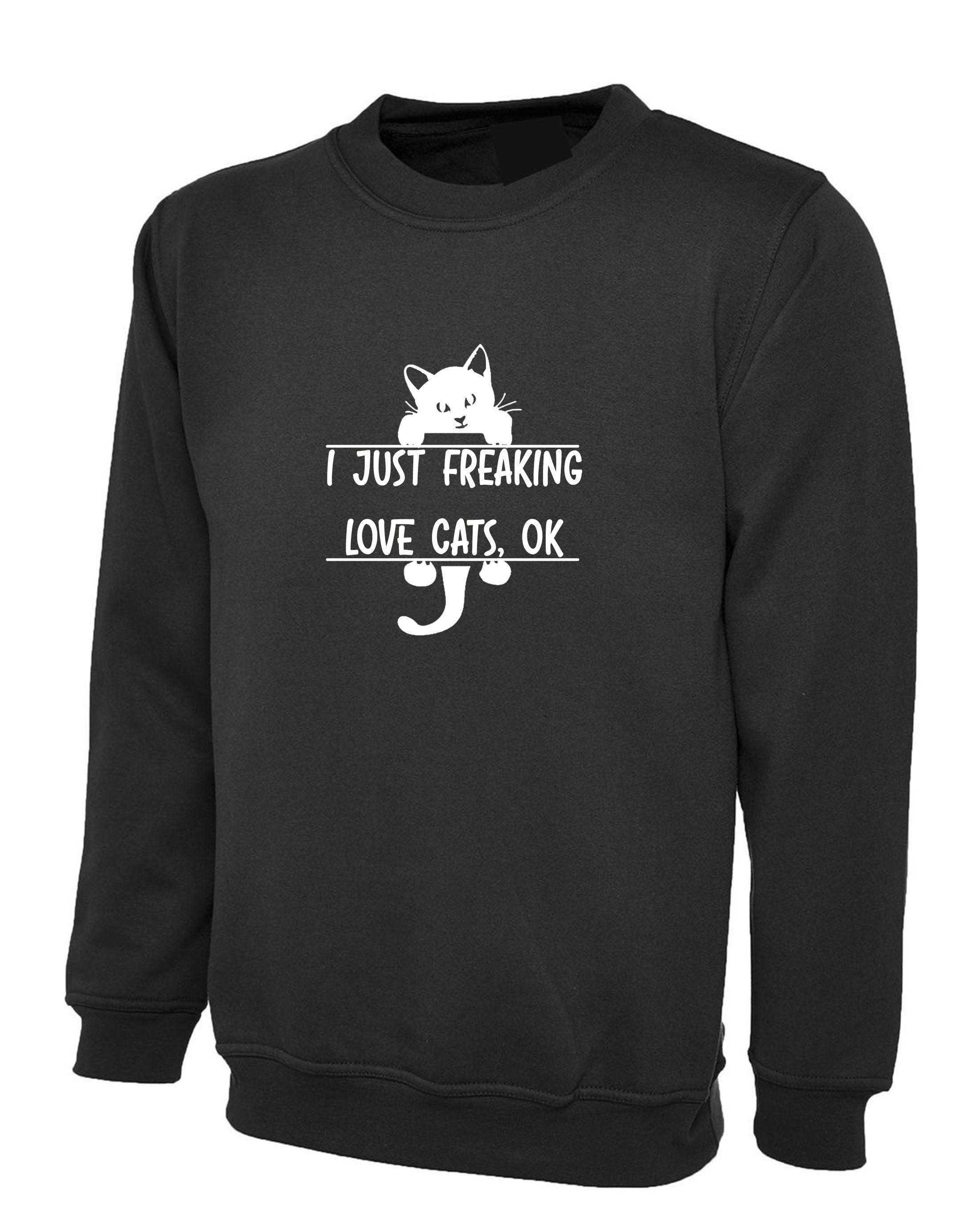 I just freaking love cats, funny christmas sweatshirt jumper sweater jersey shirt gift for cat lovers top womens ladies xmas present