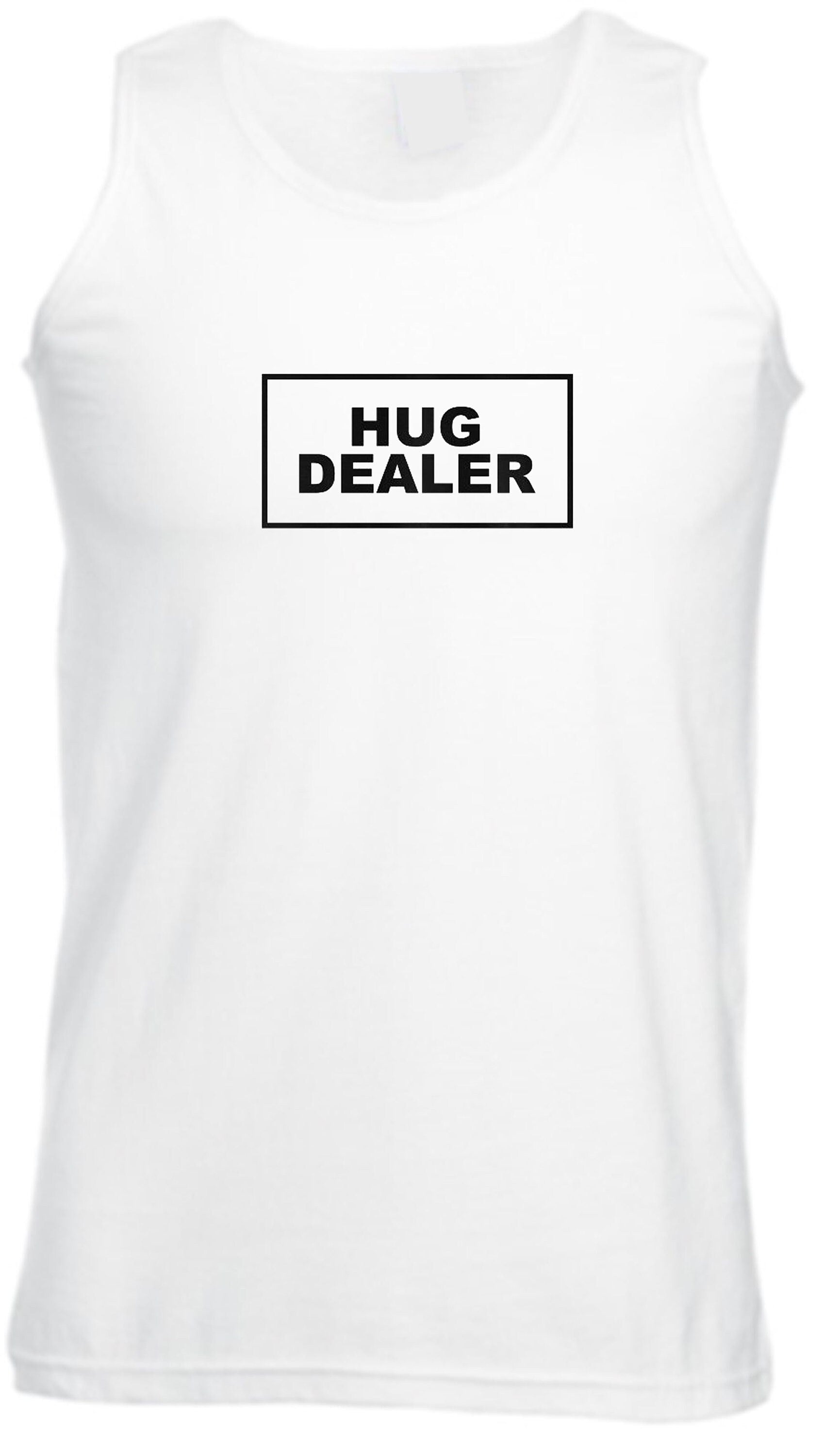 Hug dealer slogan printed vest vests gym workout exercise yoga unisex hugs not drugs funny top gift hugging cute valentines top unisex