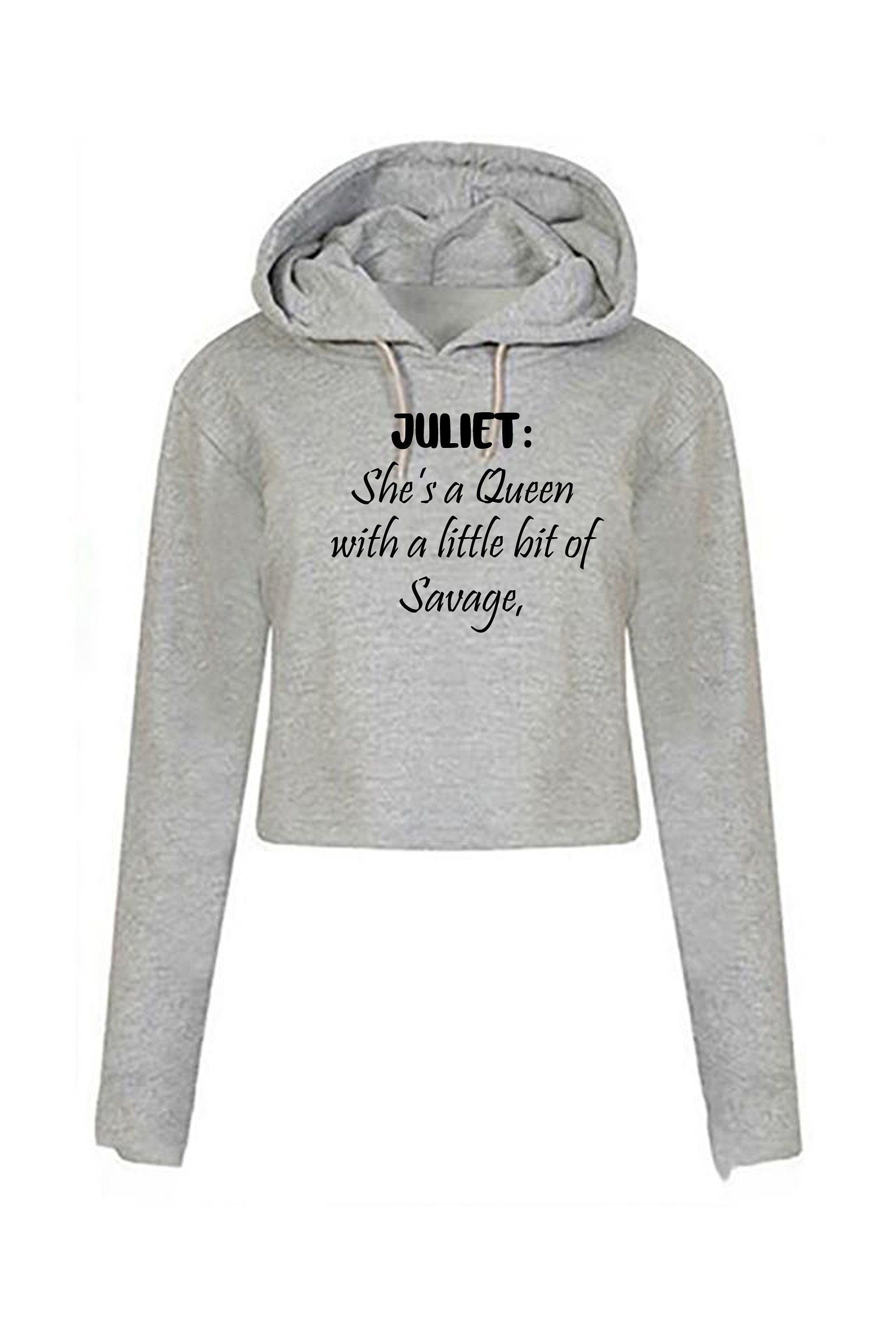 She's a queen with a little bit of savage funny ladies personalized customized crop tops hoodie crop-tops hoody hood eid birthday gift