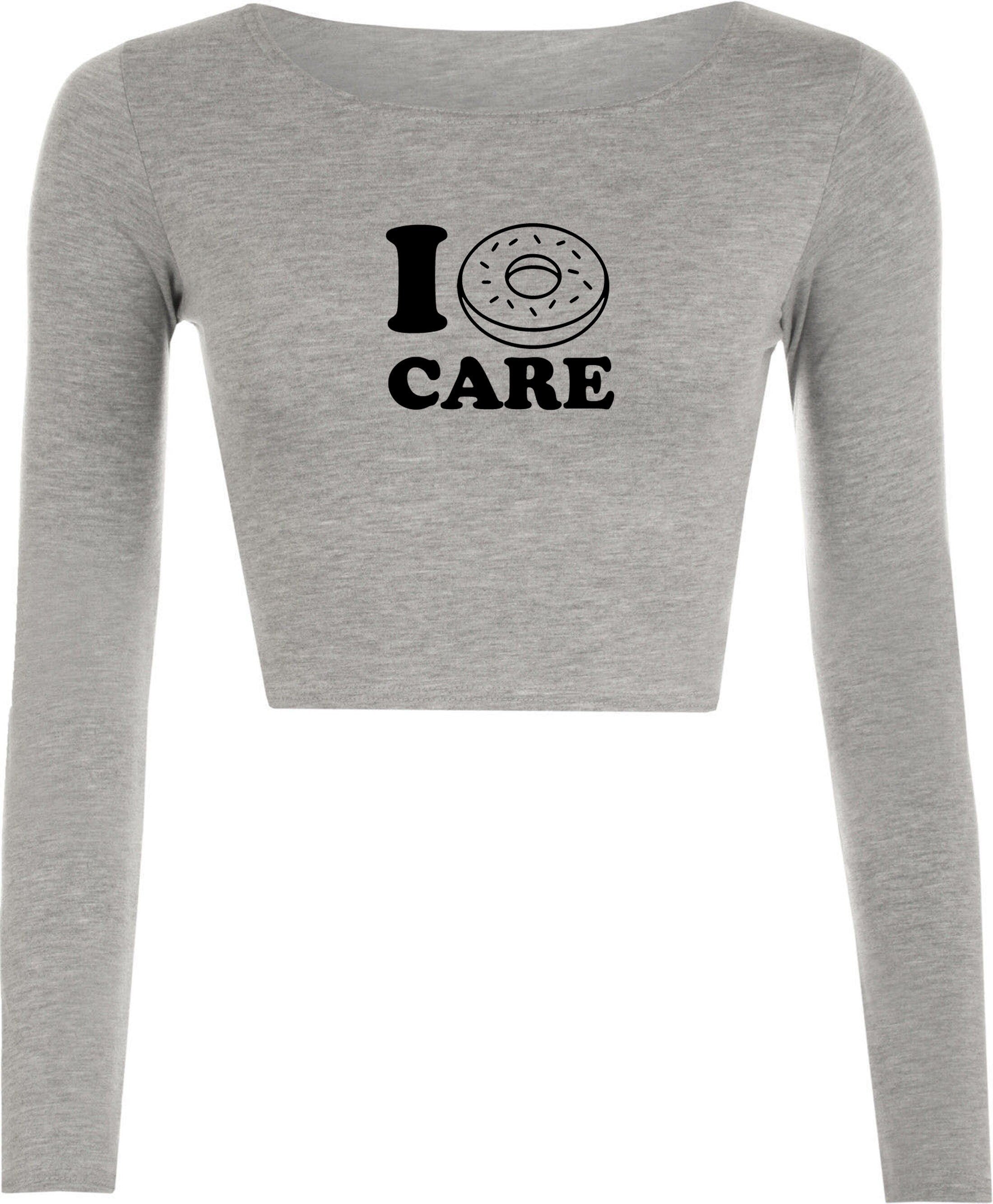 I don't care joke valentines donut lover funny crop tops croptop long sleeve ladies gift womens unisex joke christmas top