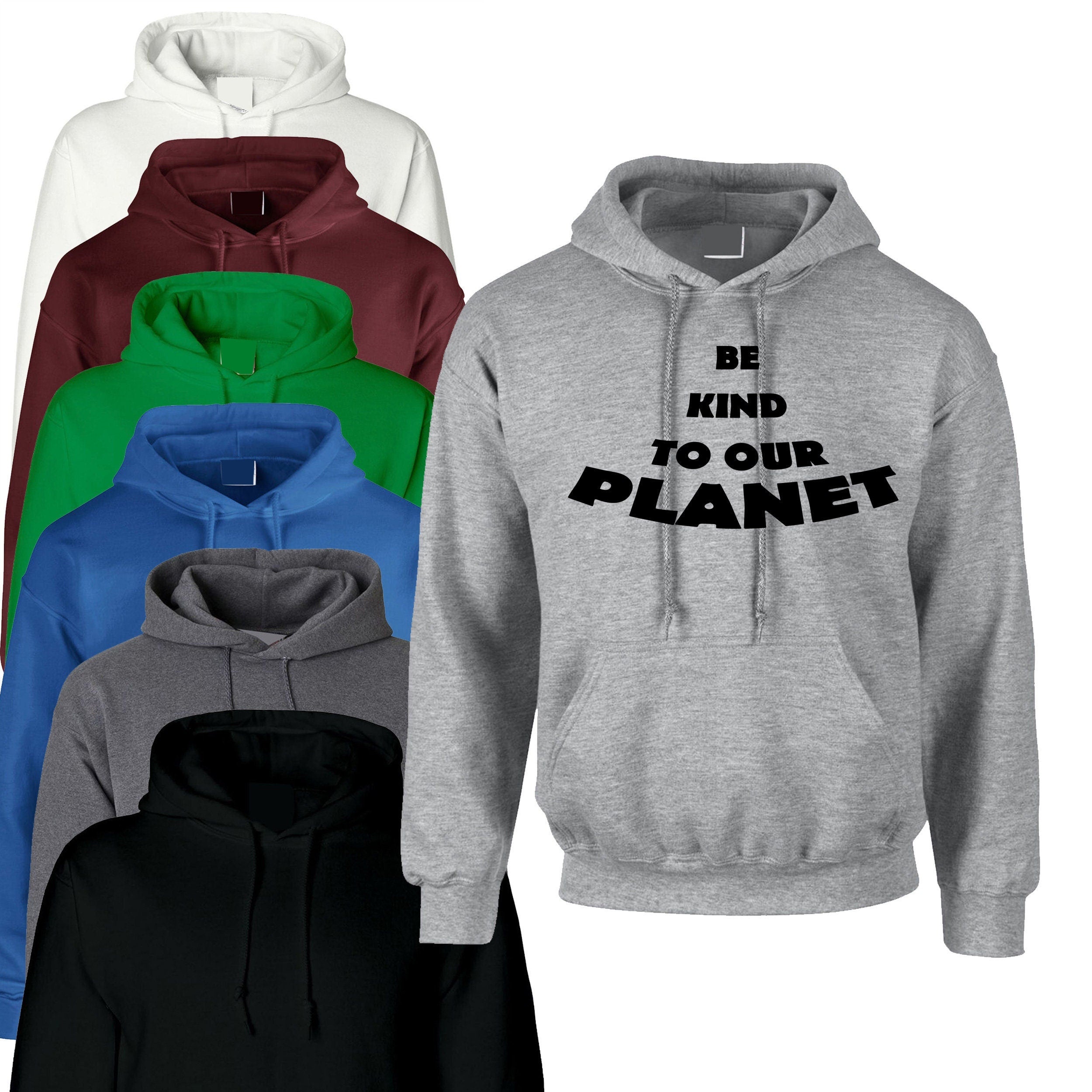 Be kind to our planet womens hoodie hoody hood hooded slogan mens gift xmas ladies novelty ladies love nature powered by plants