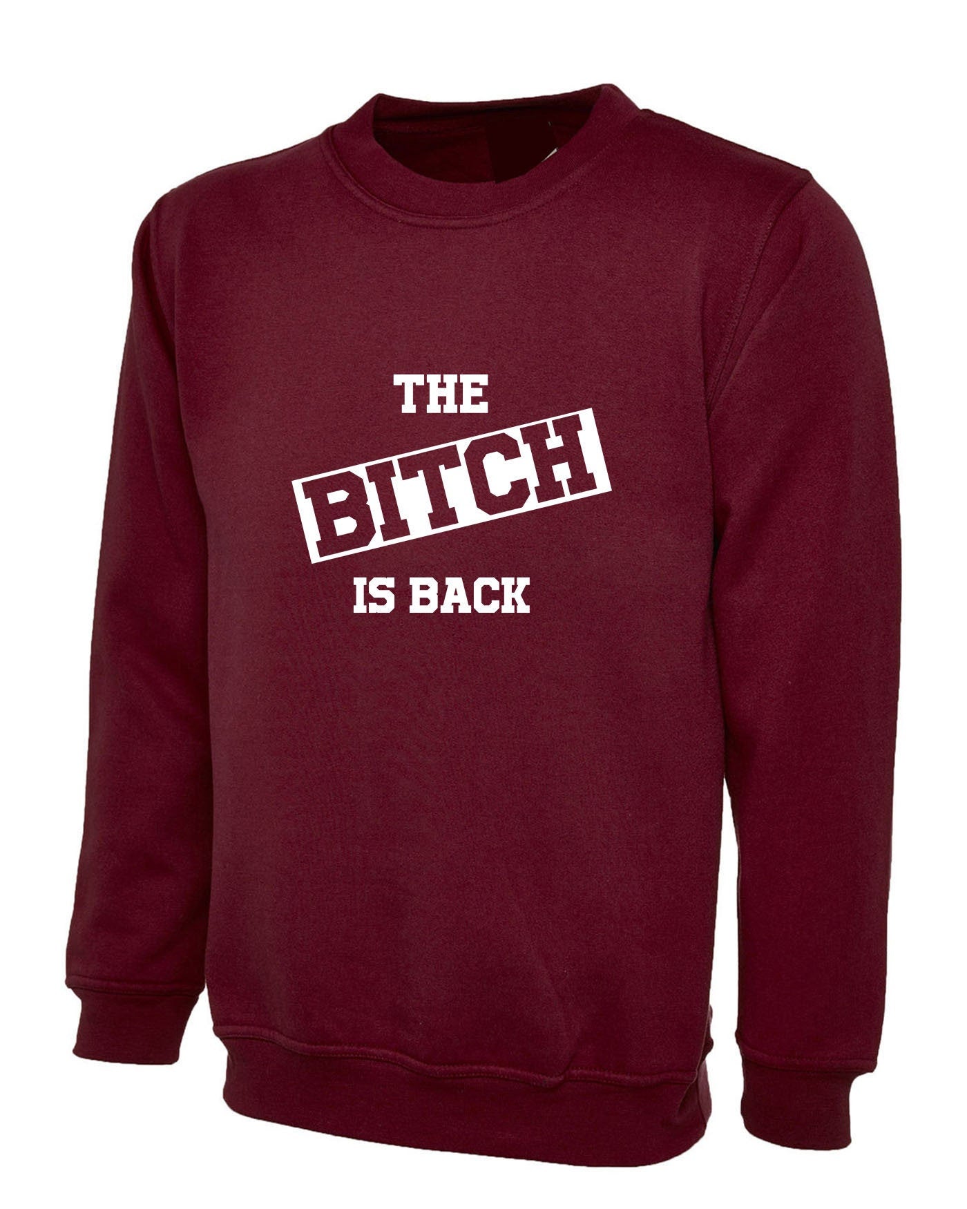 The bitch is back sweatshirt jumper sweater shirt funny halloween outfit rude sarcastic womens ladies valentines