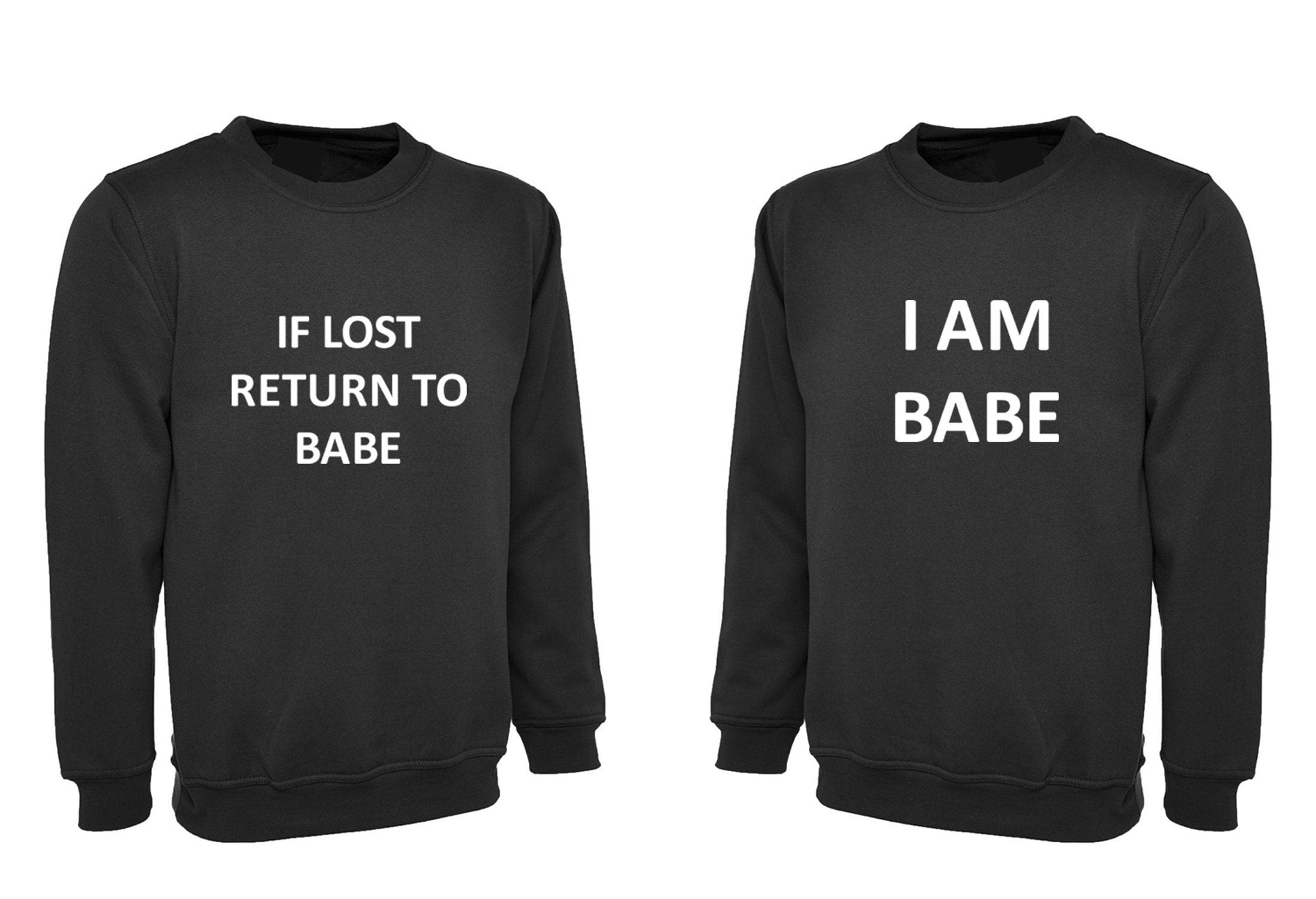 Couple matching funny sweatshirt jumper sweater shirt if lost return i am babe gf bf valentines gift present for couples tops cute