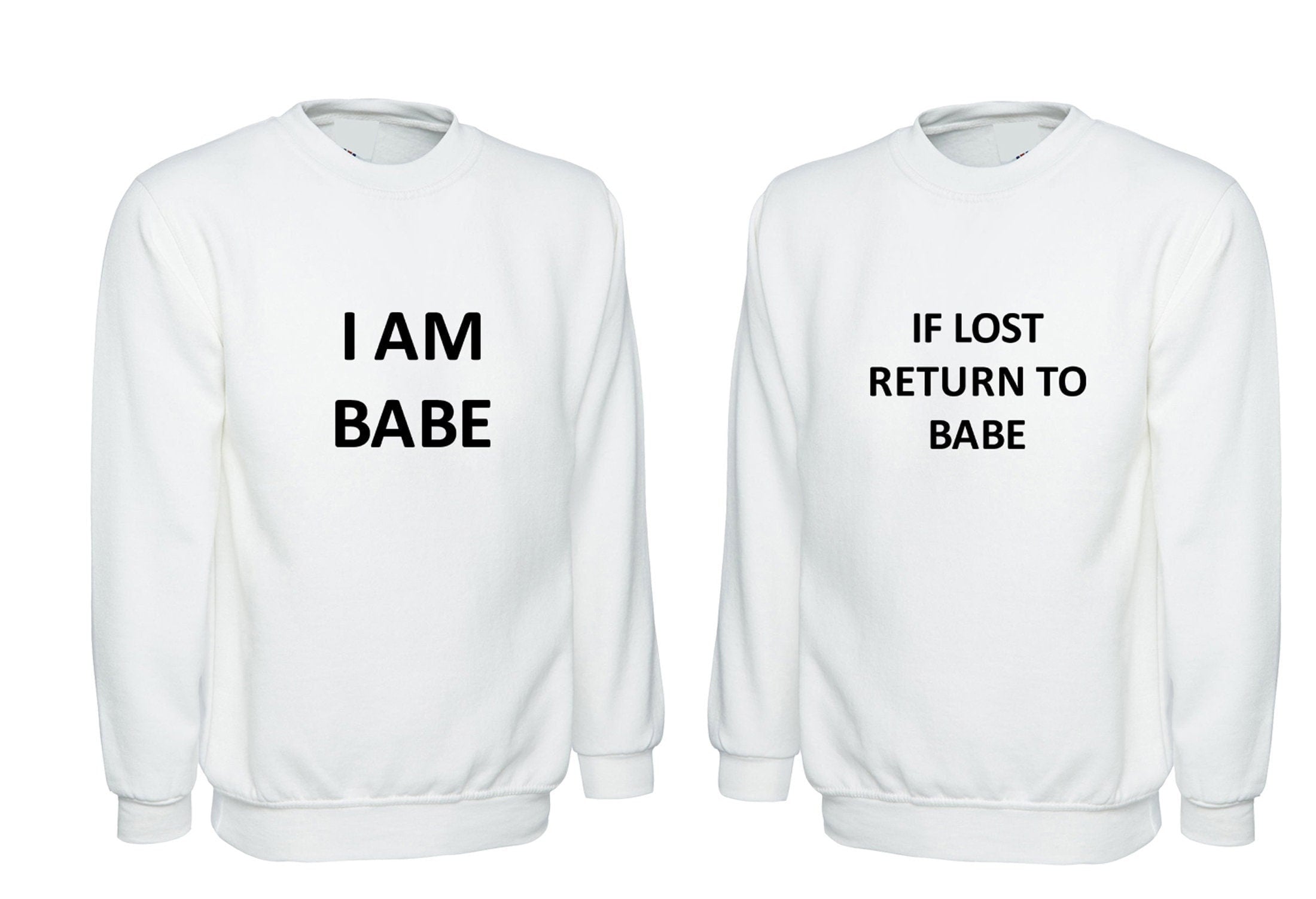 Couple matching funny sweatshirt jumper sweater shirt if lost return i am babe gf bf valentines gift present for couples tops cute