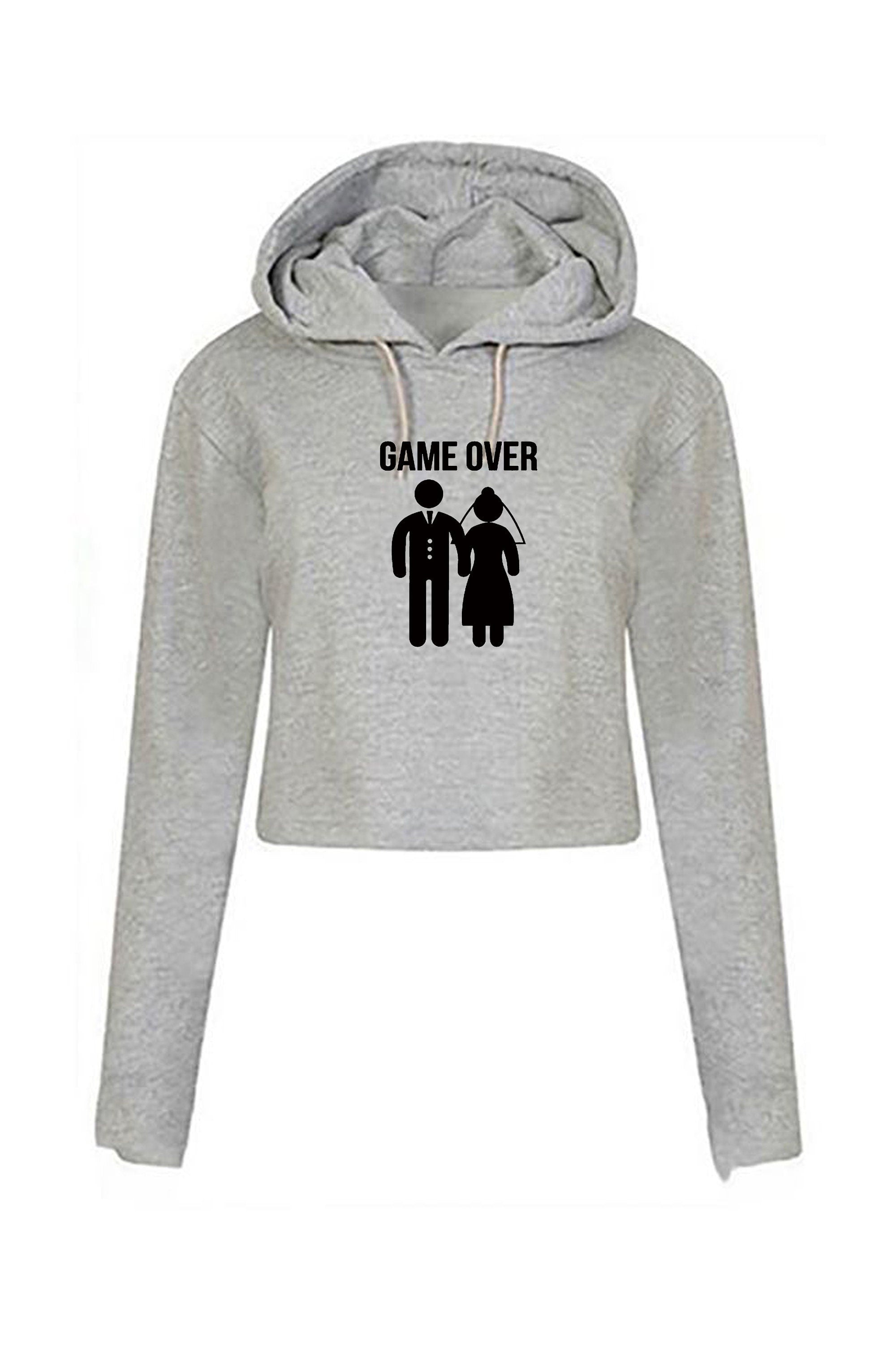 Funny game over crp top crop-tops hoodie hoody hood hooded gift for newly married couple marriage wedding wife husband joke idea present