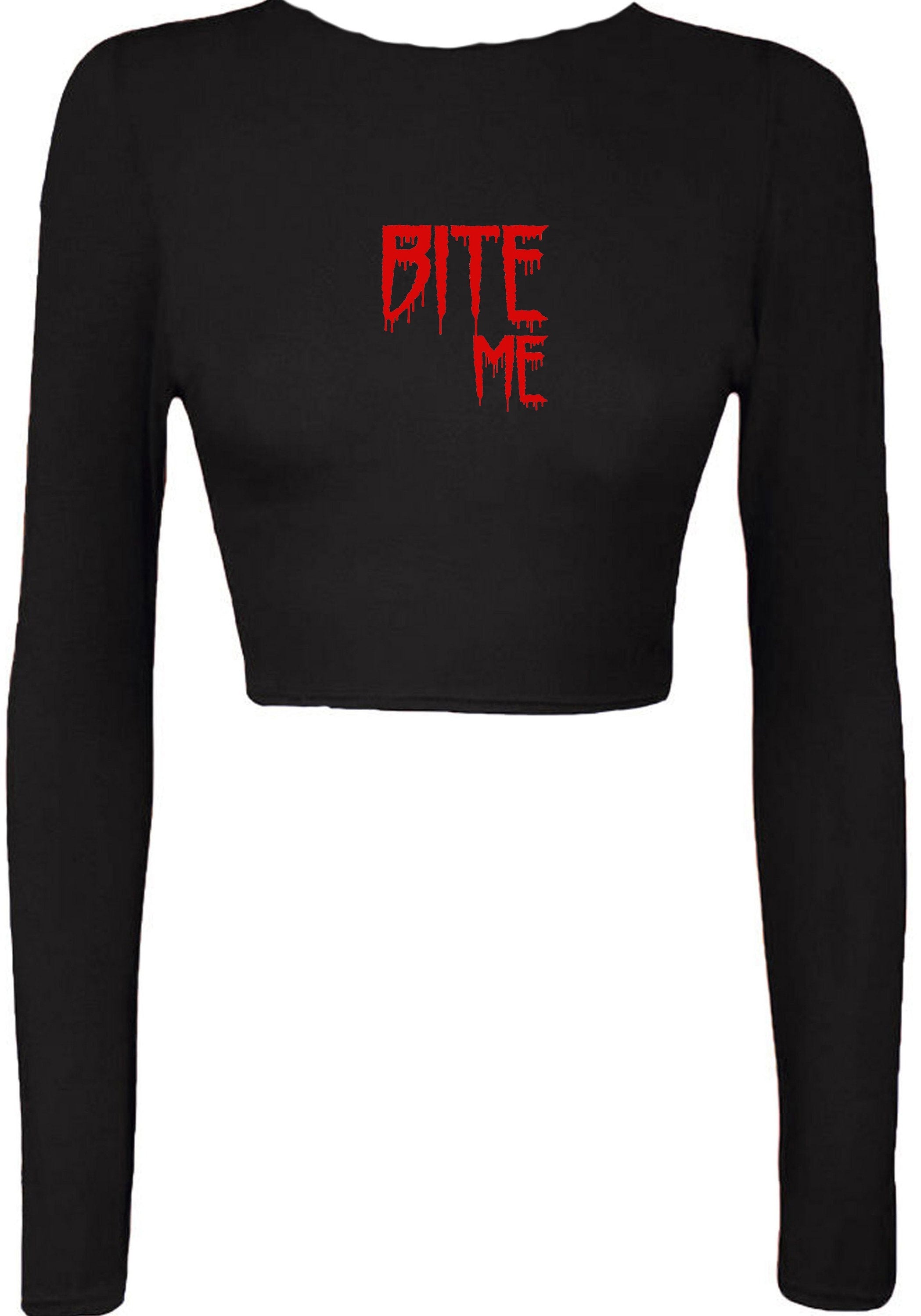 Bite me crop top crop-tops croptop funny mens womens top halloween outfit valentines vampire top ladies unisex gf bf