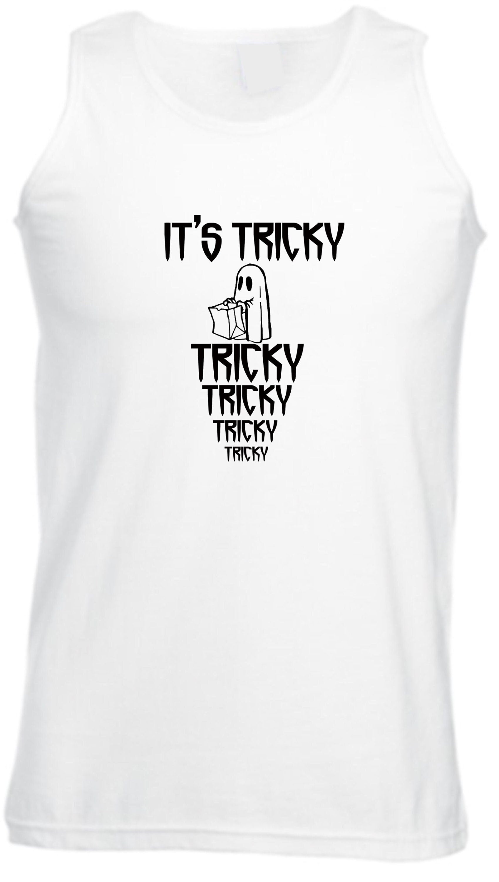 Its tricky funny vest vests gym workout exercise yoga halloween gift unisex horror top boo present unisex mens party wear ladies tops