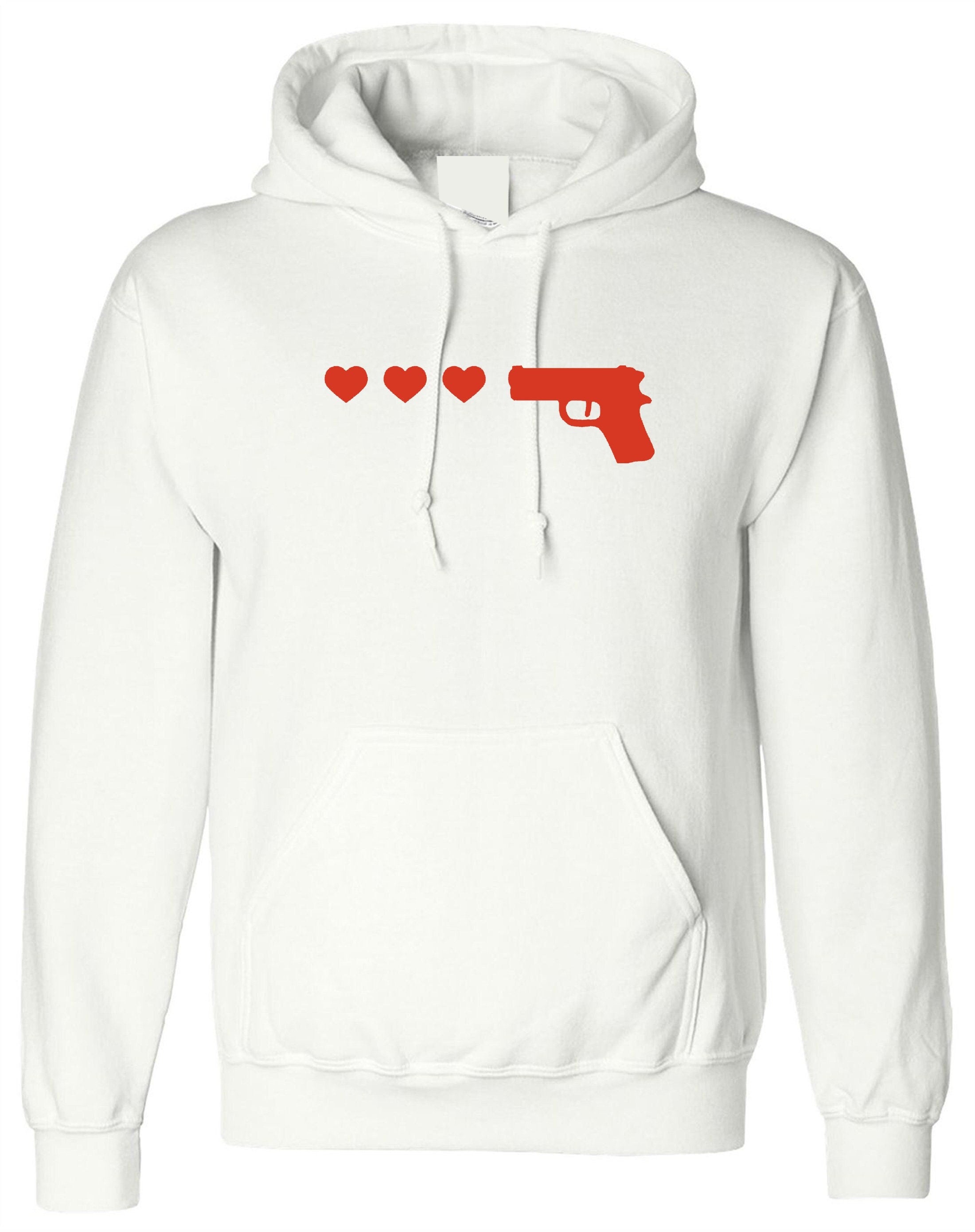 Gun hearts ringer hoodie hoody hood hooded top cute kawaii womens tumblr hipster grunge present