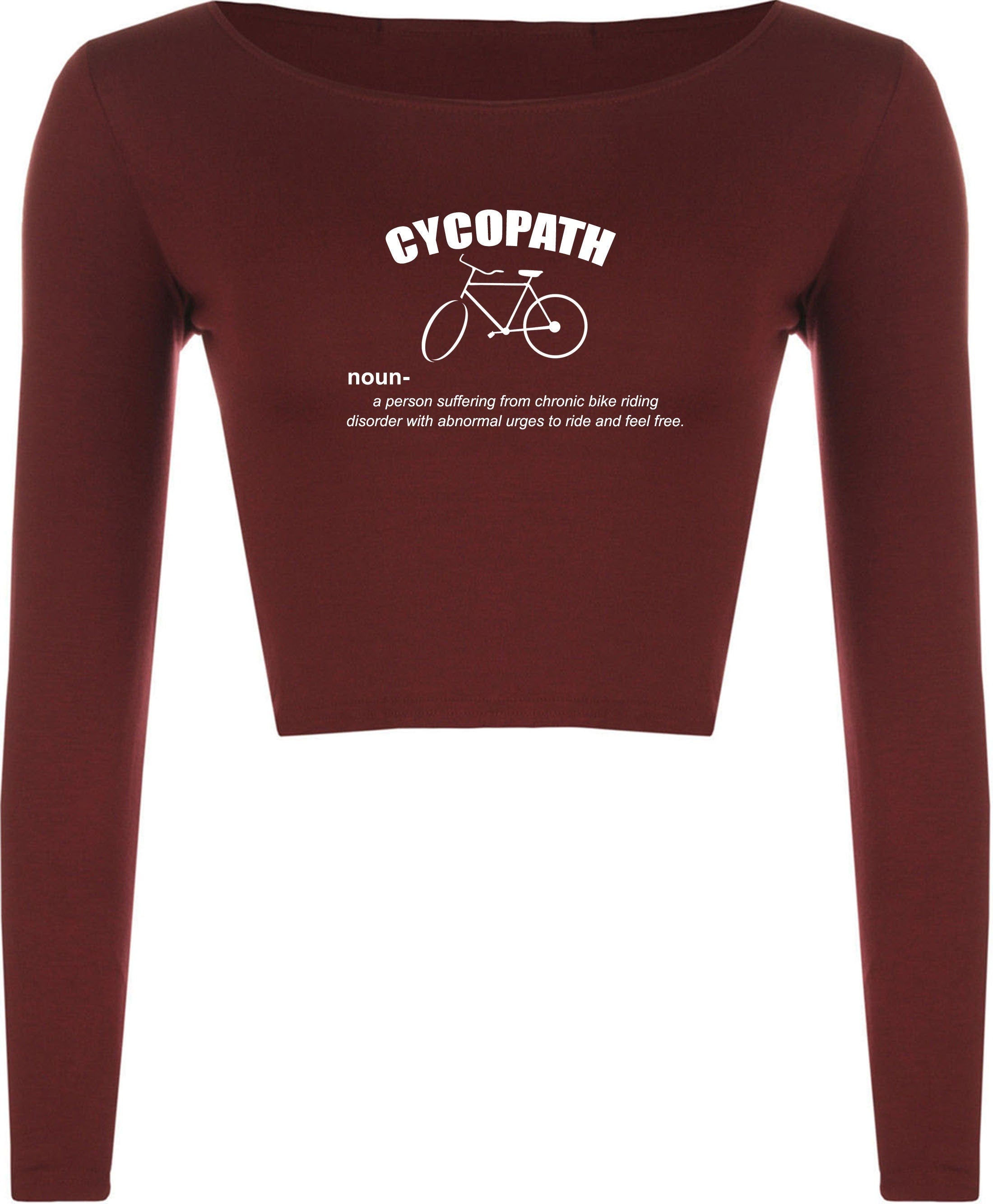 Cycopath crop-top crop tops crop tops croptop funny cycling cycle lover gift gift for womens ladies crew neck long sleeves